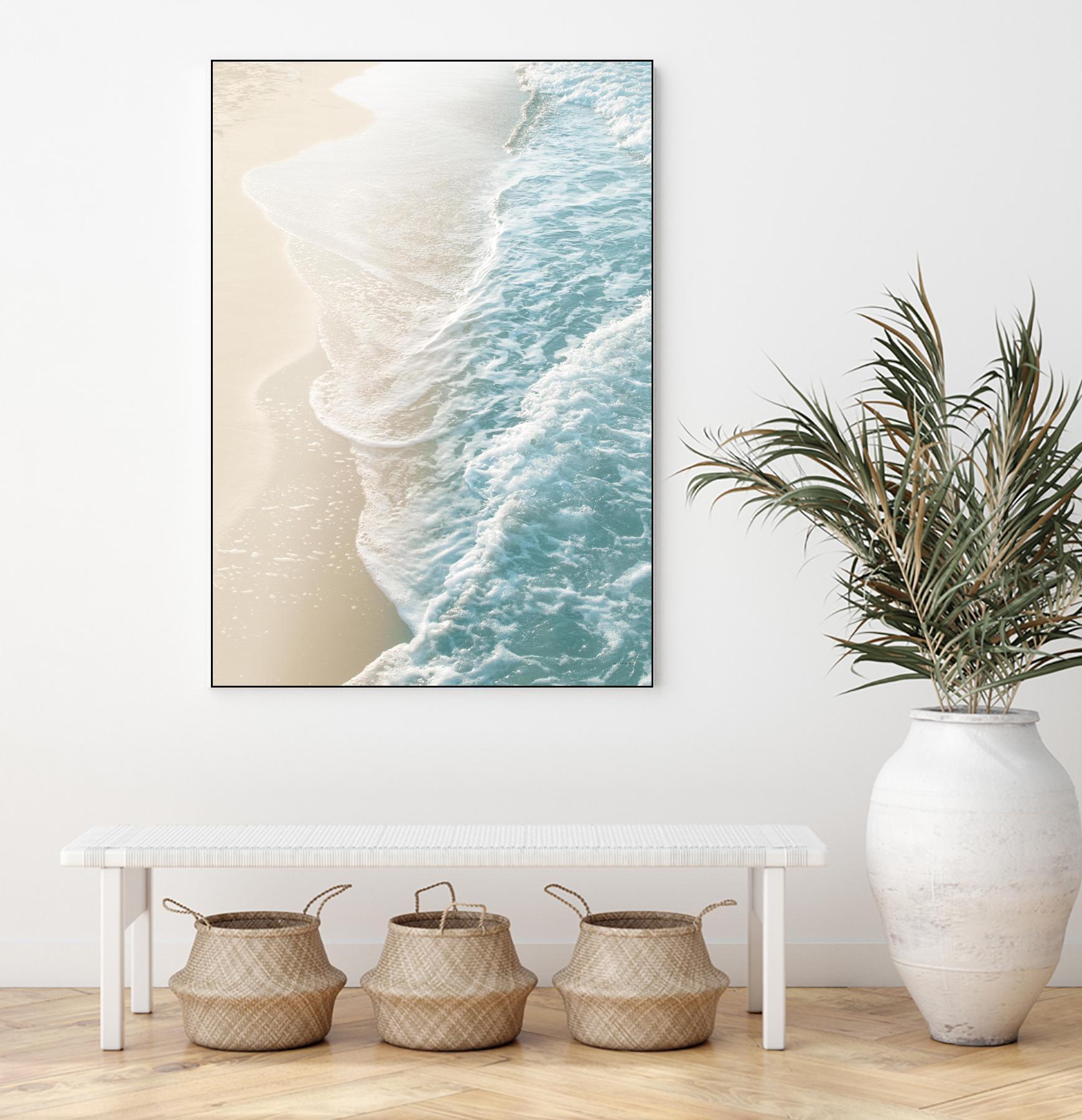 Soft Teal Gold Ocean Dream Waves #1 #water #decor #art by Anita's & Bella's Art on GIANT ART - coastal sand