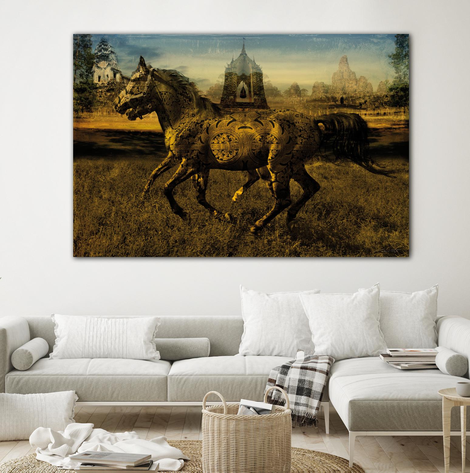 2 Horses by Daniel Stanford on GIANT ART - gold animals exotique