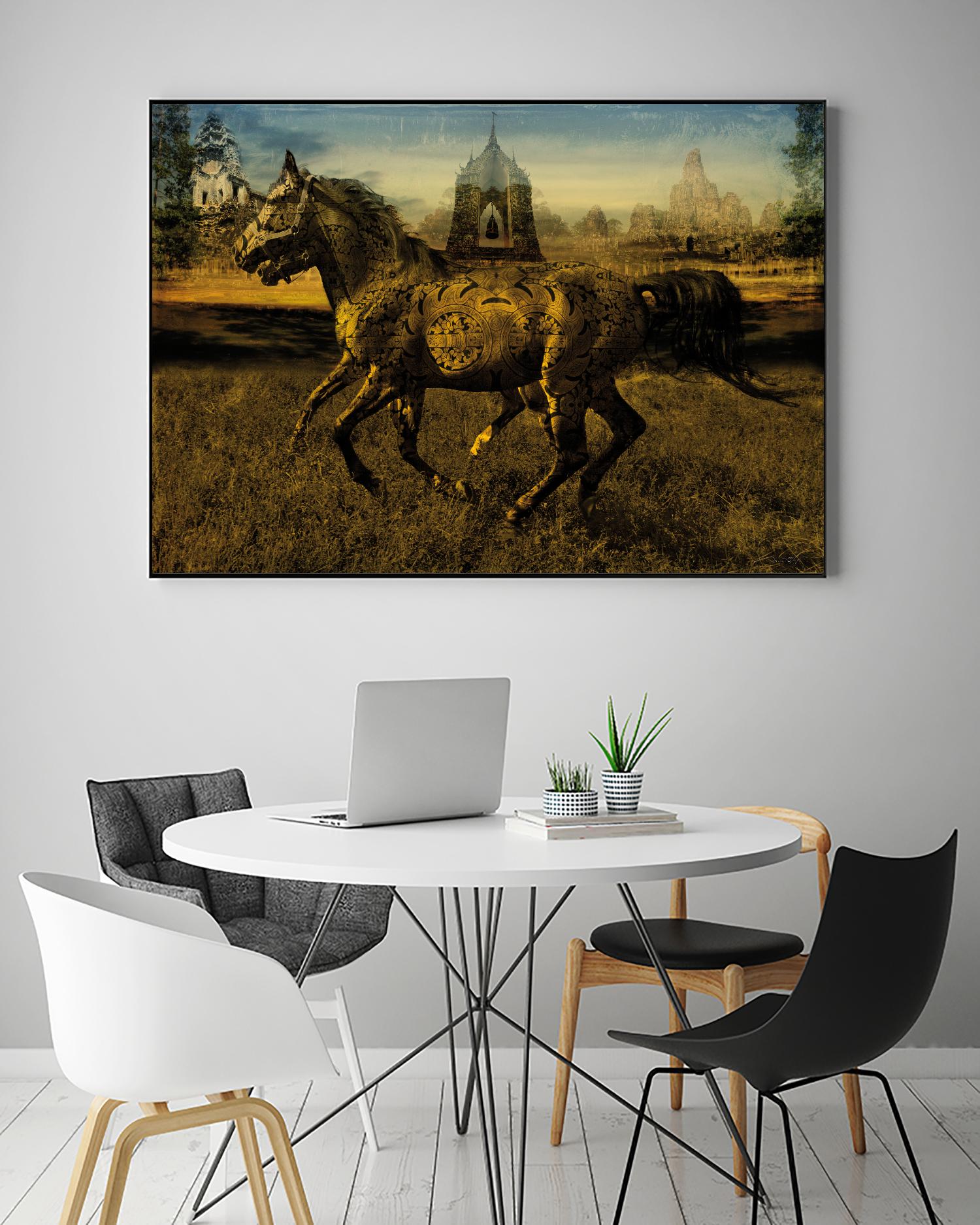 2 Horses by Daniel Stanford on GIANT ART - gold animals exotique