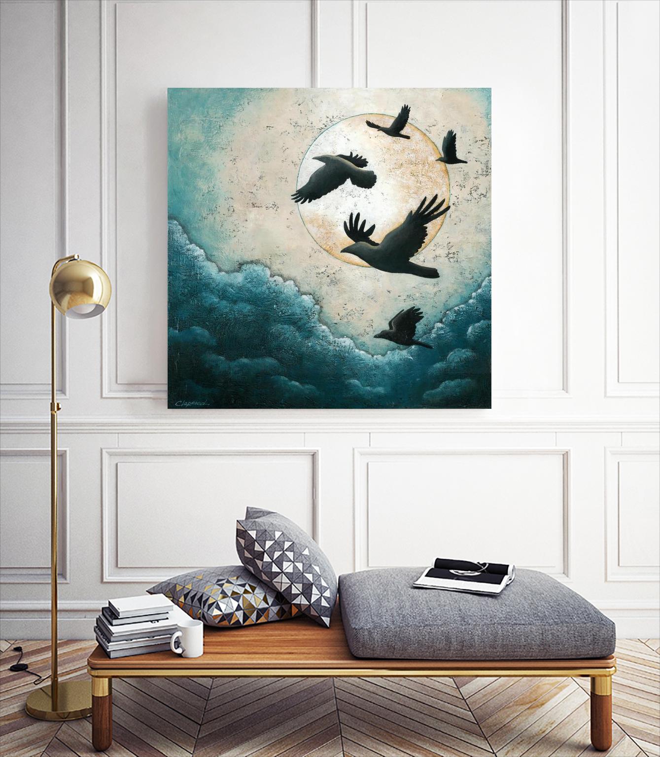 À la quiétude du grand halo by Marie Claprood on GIANT ART - beige animal mouettes