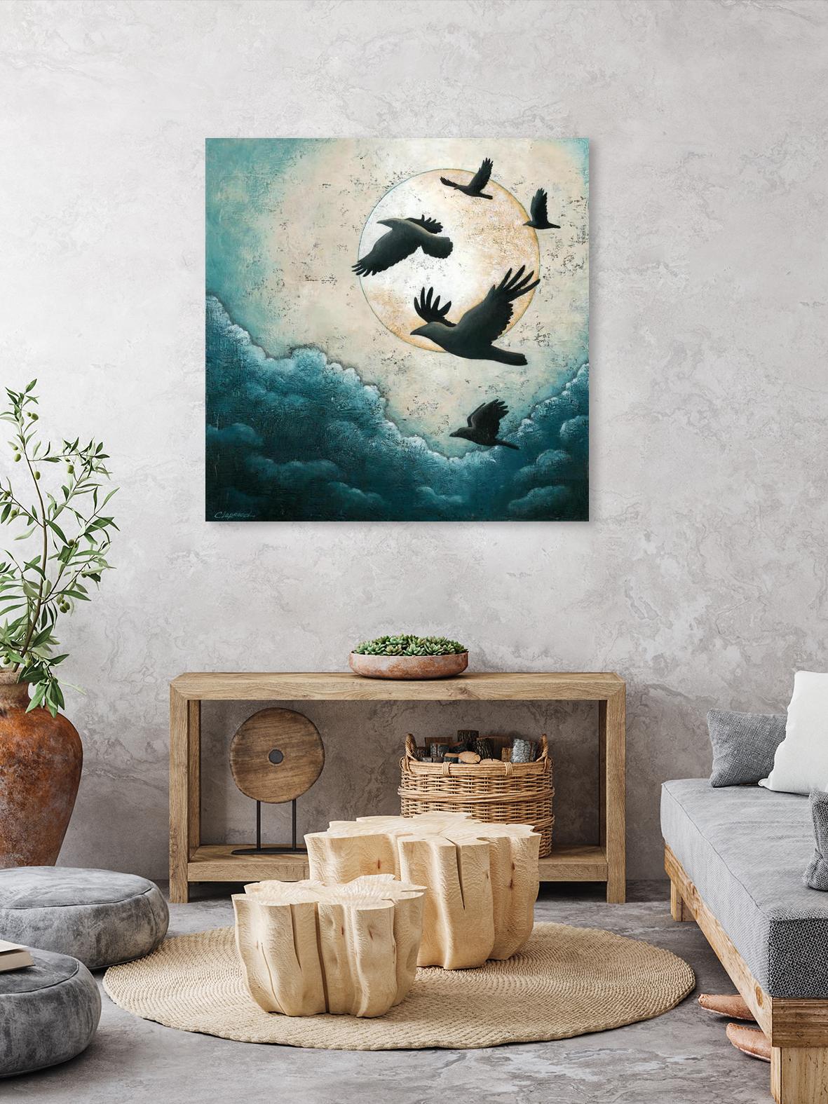 À la quiétude du grand halo by Marie Claprood on GIANT ART - beige animal mouettes