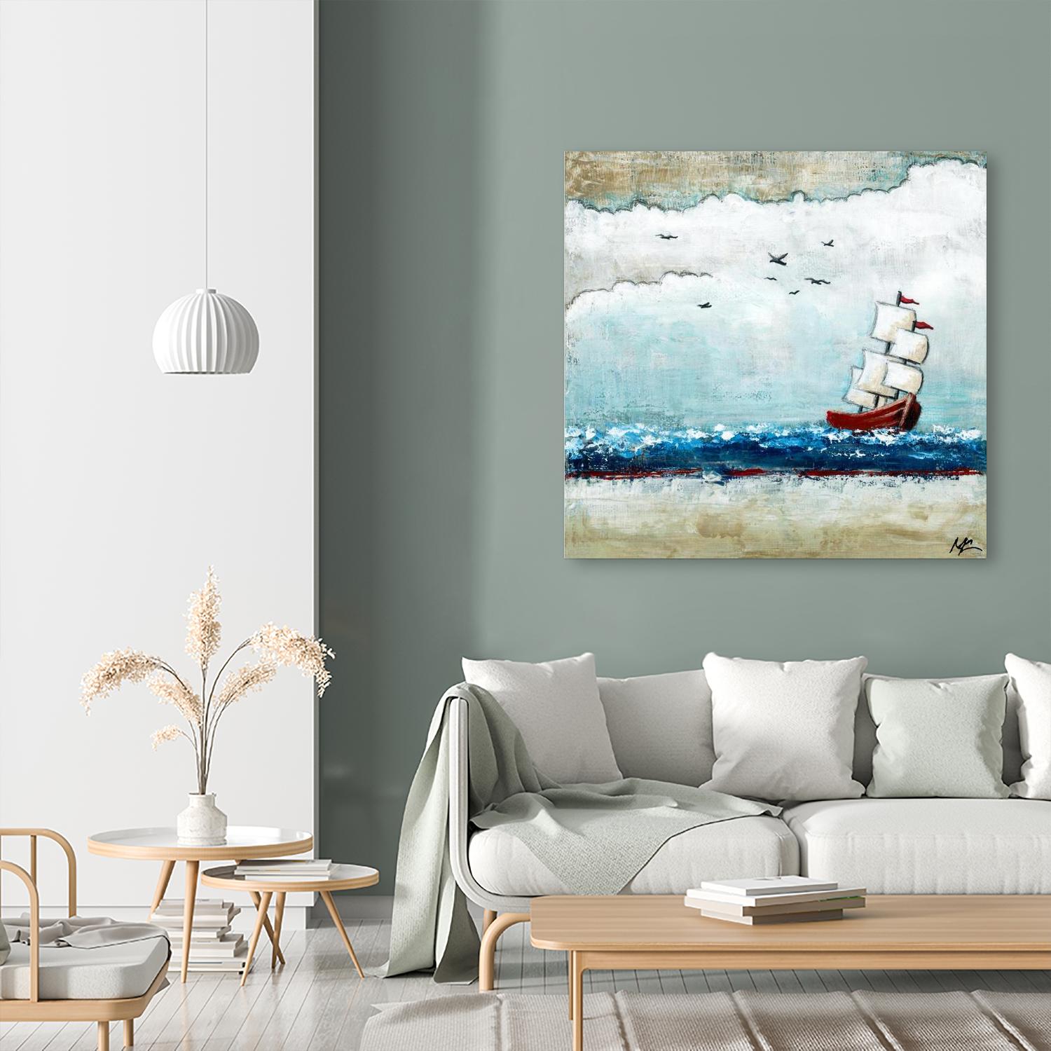 Vents et marées by Marie Claprood on GIANT ART - beige costal ocean