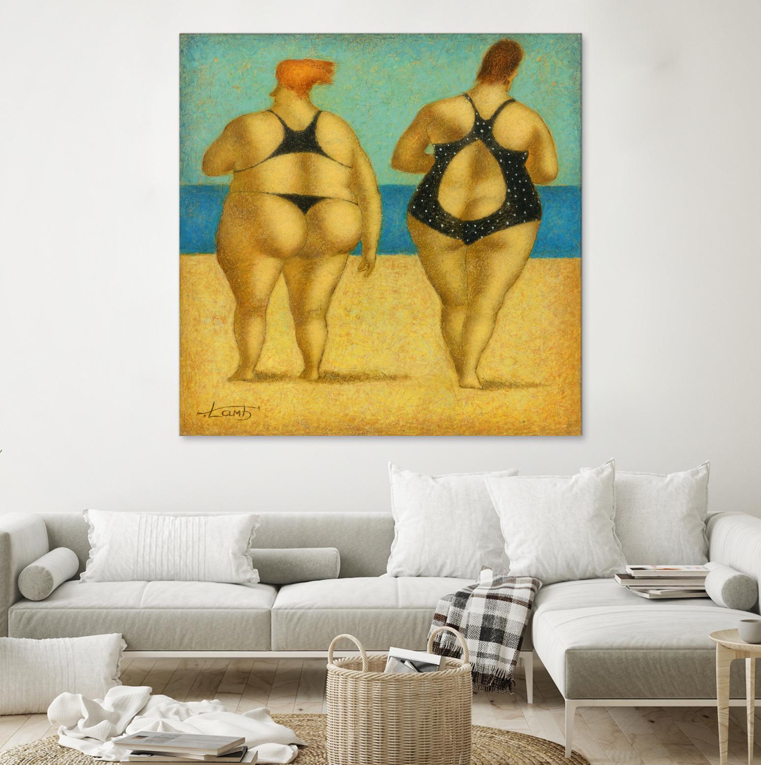 2 on the beach by Steven Lamb on GIANT ART - beige men and women