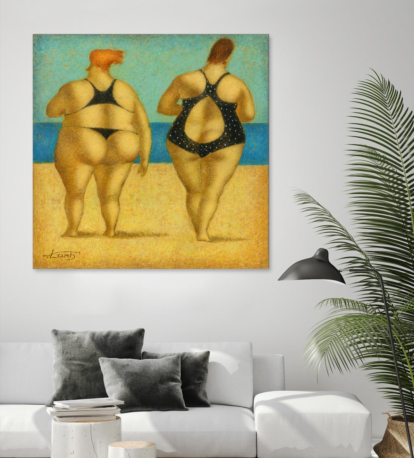 2 on the beach by Steven Lamb on GIANT ART - beige men and women