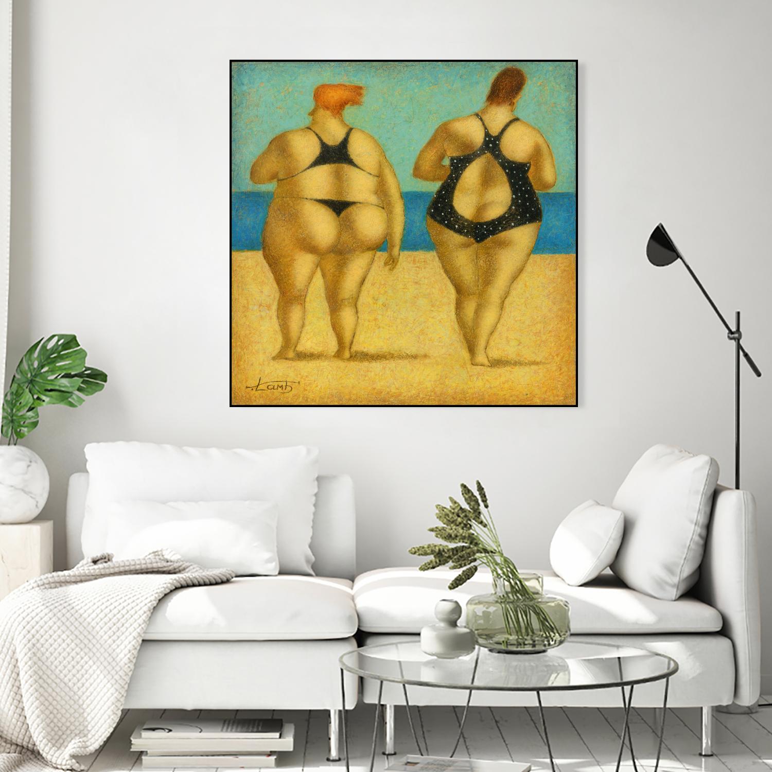 2 on the beach by Steven Lamb on GIANT ART - beige men and women
