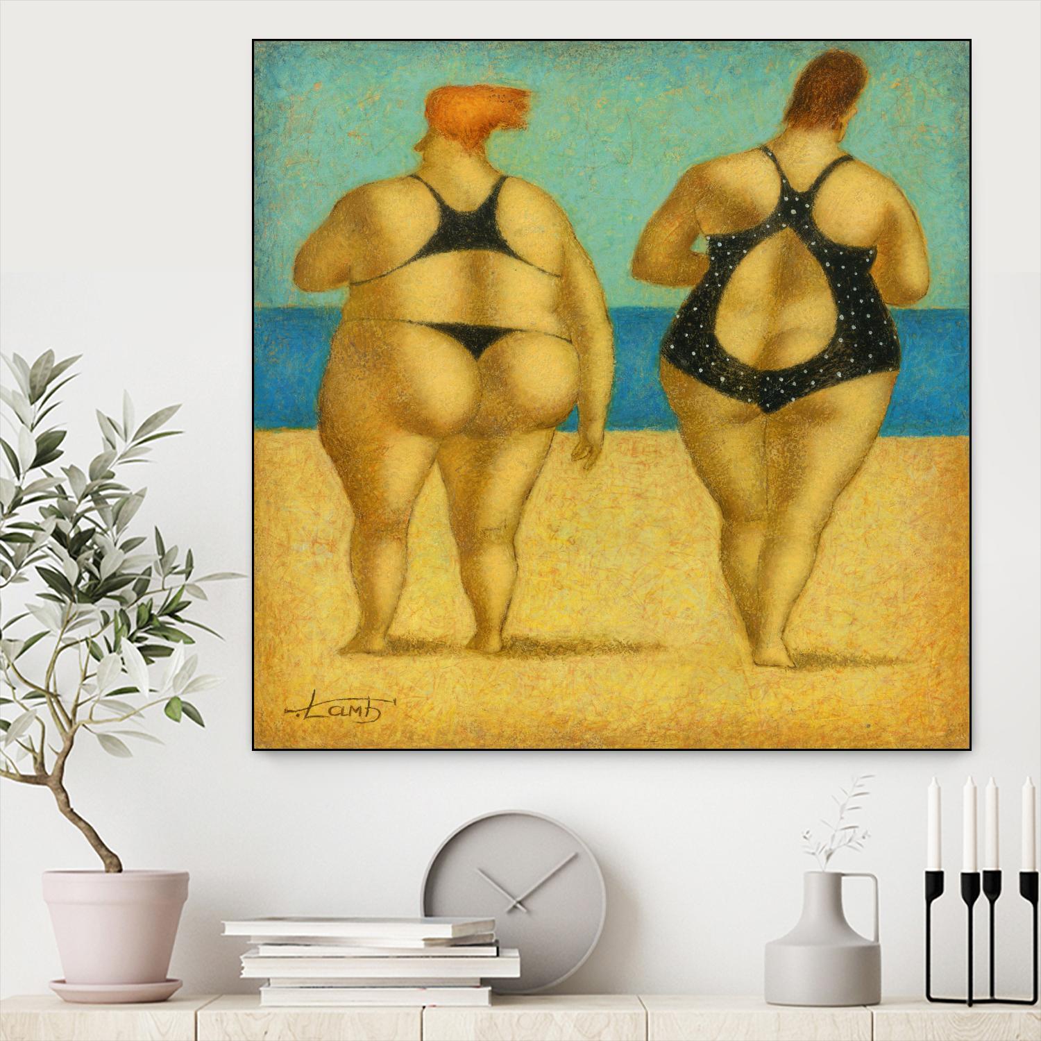 2 on the beach by Steven Lamb on GIANT ART - beige men and women