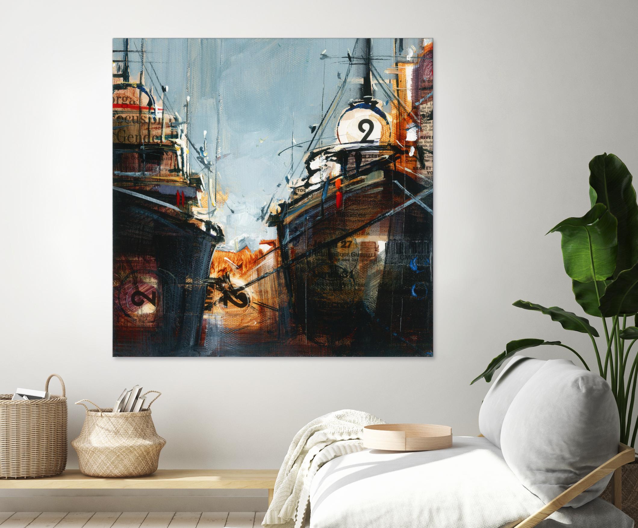 2 bateaux by Roland Palmaerts on GIANT ART - grey nautical