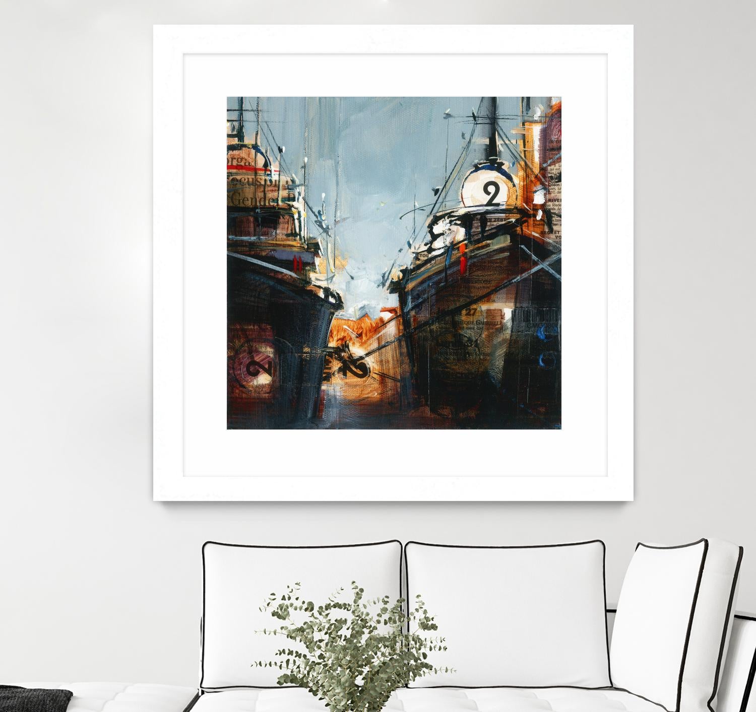 2 bateaux by Roland Palmaerts on GIANT ART - grey nautical