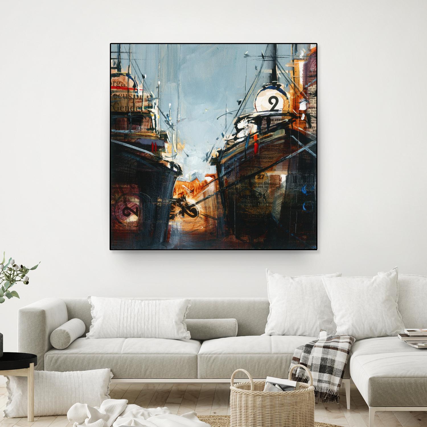 2 bateaux by Roland Palmaerts on GIANT ART - grey nautical