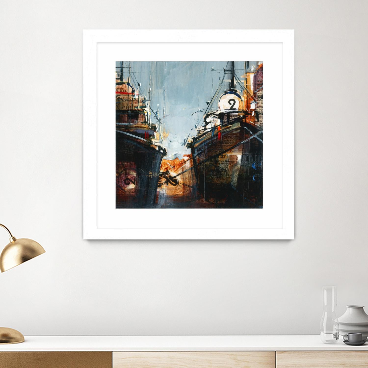 2 bateaux by Roland Palmaerts on GIANT ART - grey nautical