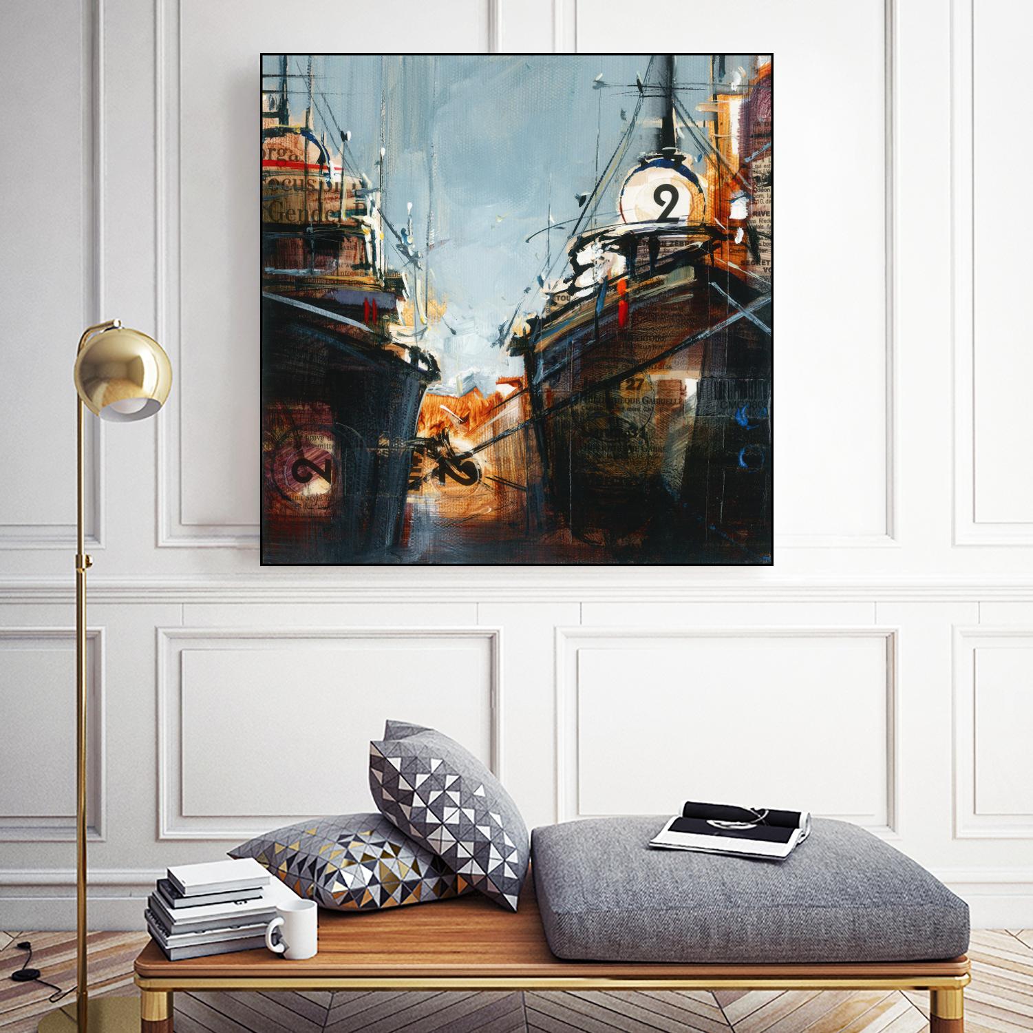 2 bateaux by Roland Palmaerts on GIANT ART - grey nautical