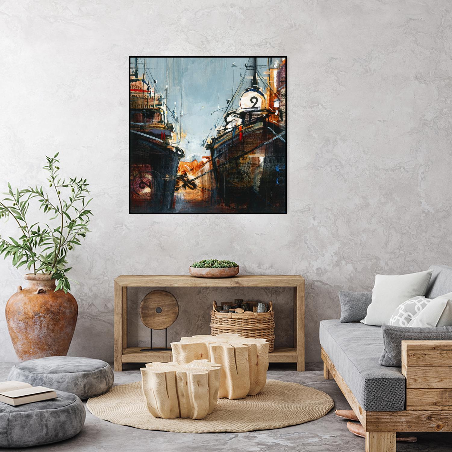 2 bateaux by Roland Palmaerts on GIANT ART - grey nautical