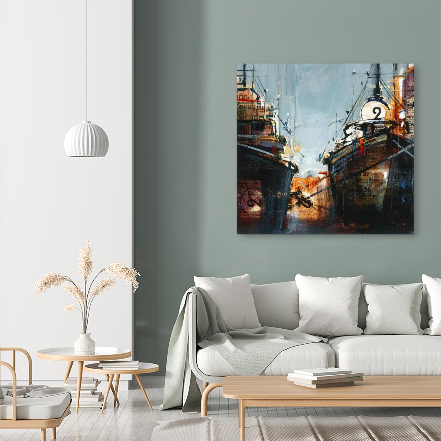 2 bateaux by Roland Palmaerts on GIANT ART - grey nautical