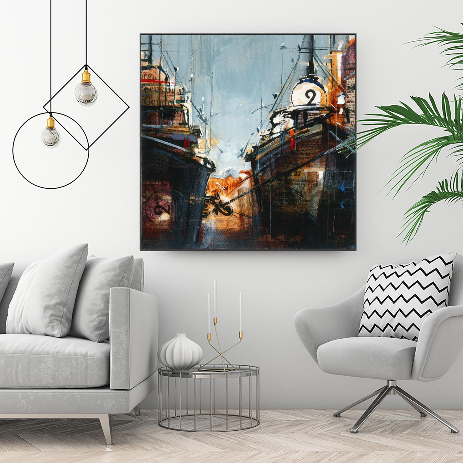 2 bateaux by Roland Palmaerts on GIANT ART - grey nautical