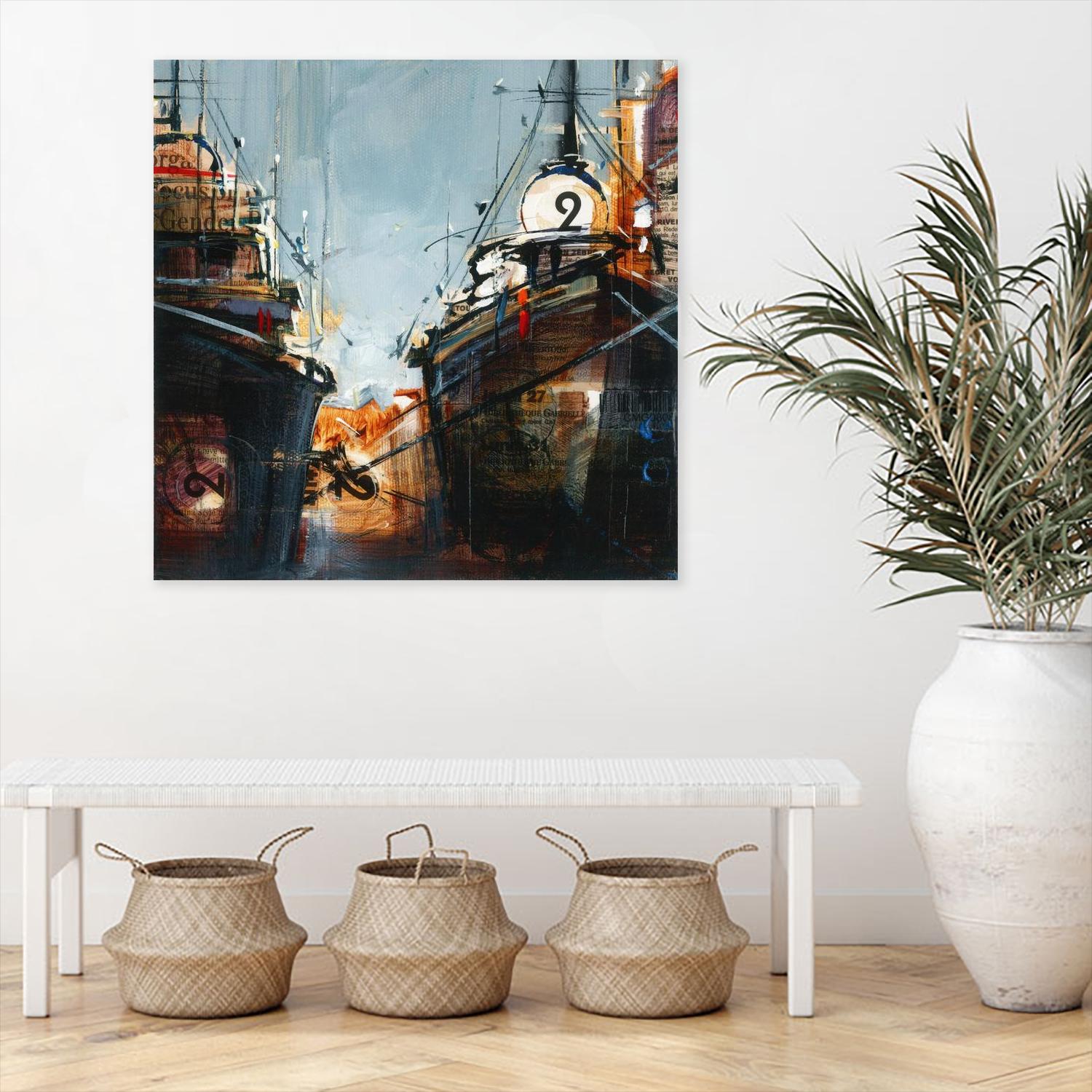 2 bateaux by Roland Palmaerts on GIANT ART - grey nautical