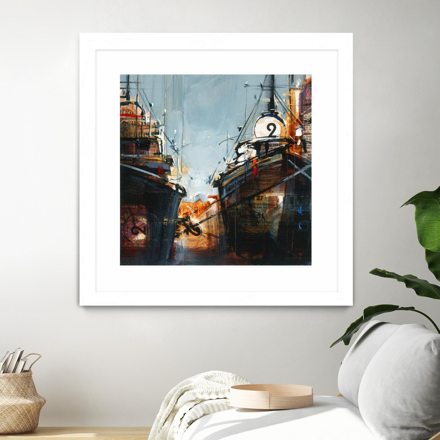 2 bateaux by Roland Palmaerts on GIANT ART - grey nautical