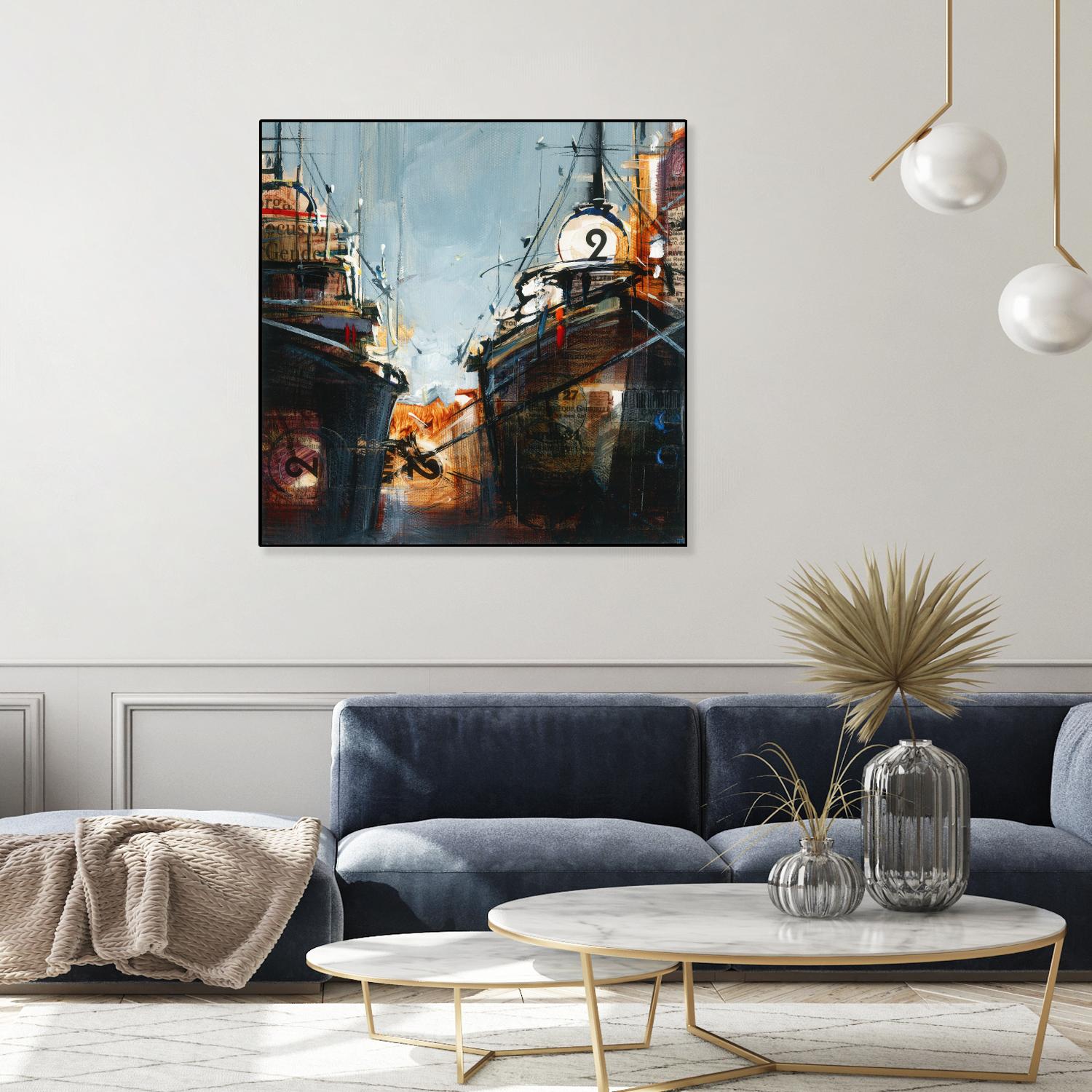 2 bateaux by Roland Palmaerts on GIANT ART - grey nautical