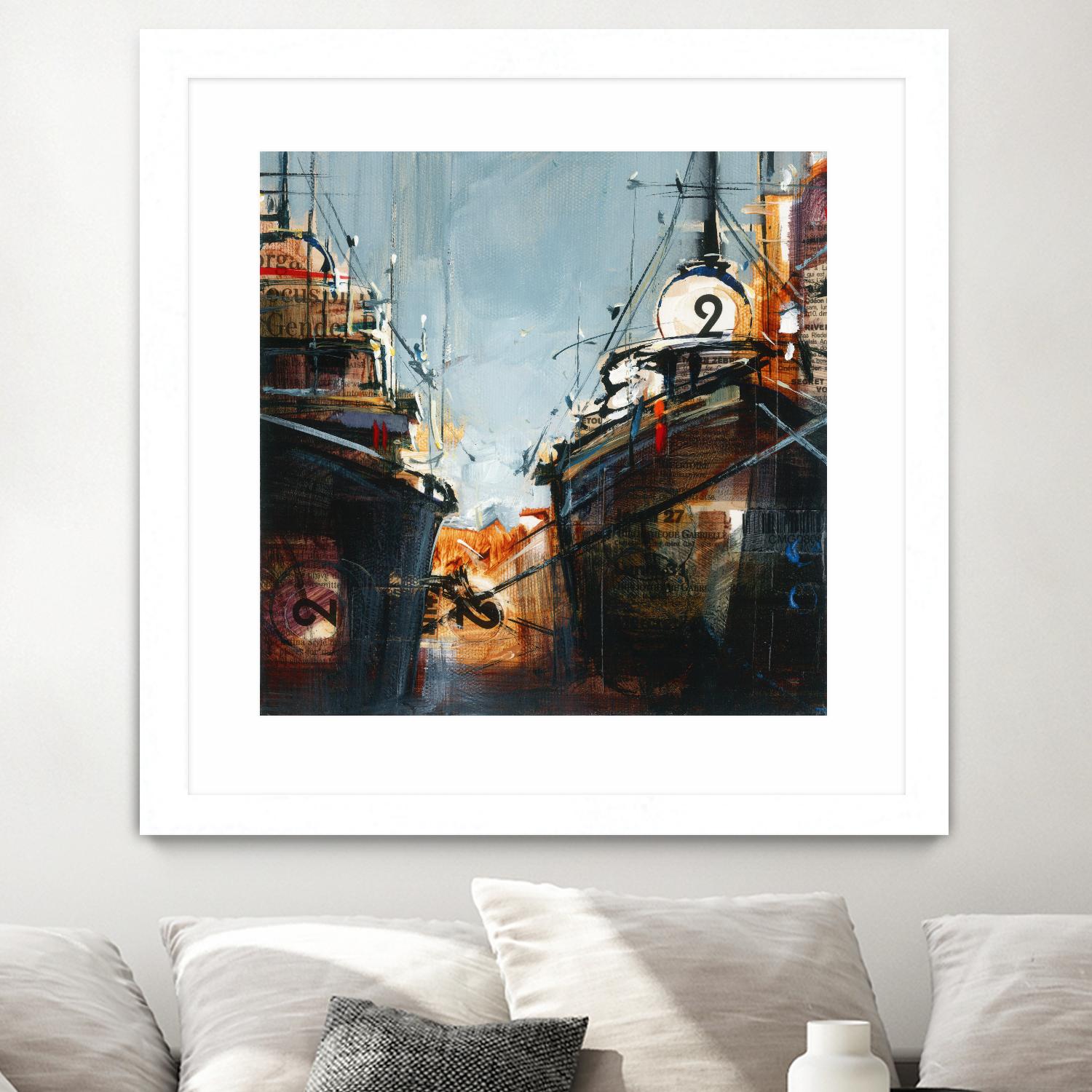 2 bateaux by Roland Palmaerts on GIANT ART - grey nautical