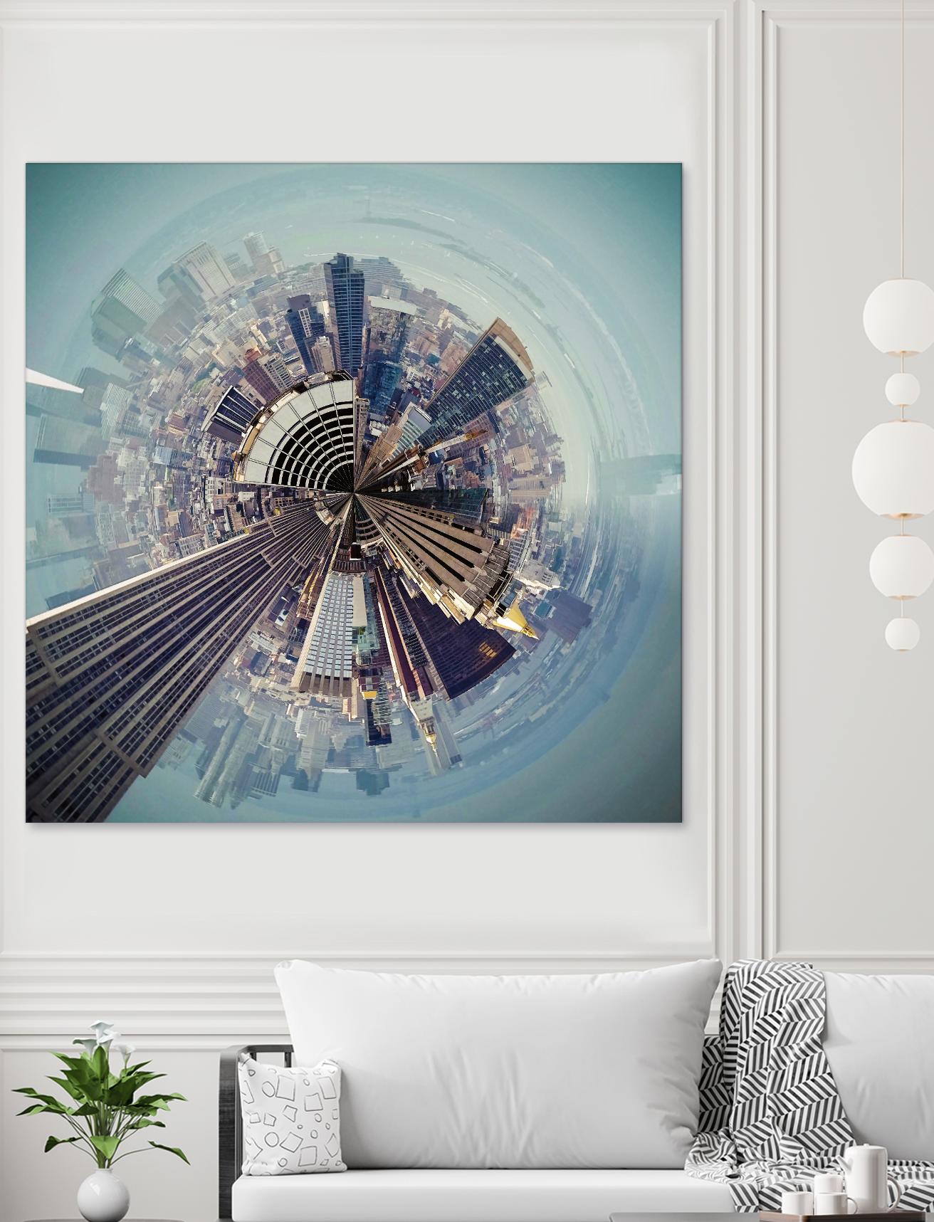 City Center I by Jean-François Dupuis on GIANT ART - blue city scene buildings