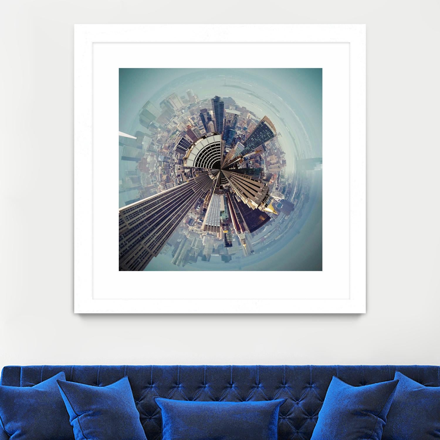 City Center I by Jean-François Dupuis on GIANT ART - blue city scene buildings