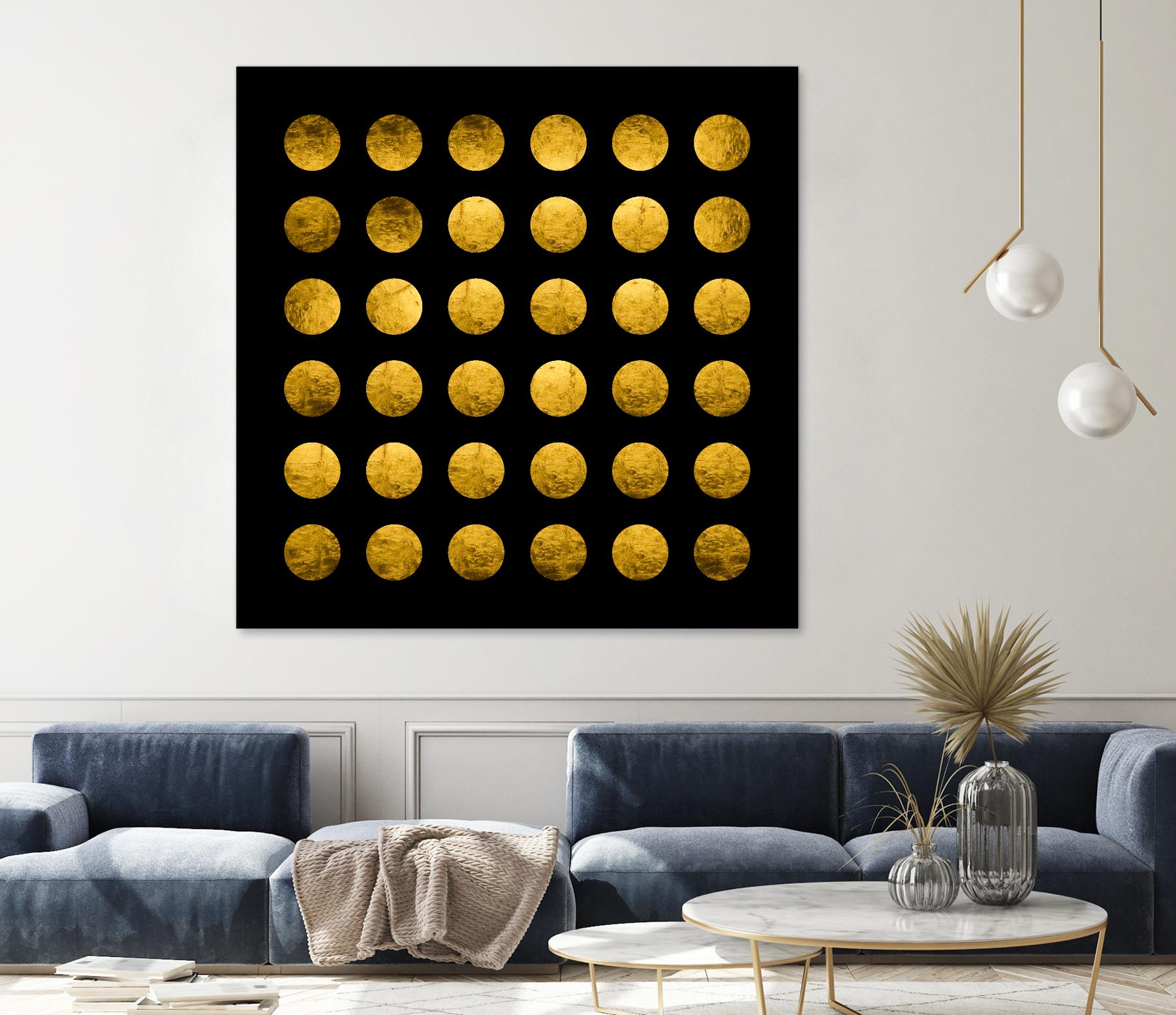 Golden Spots Black by Daniel Stanford on GIANT ART - gold shapes polka dots