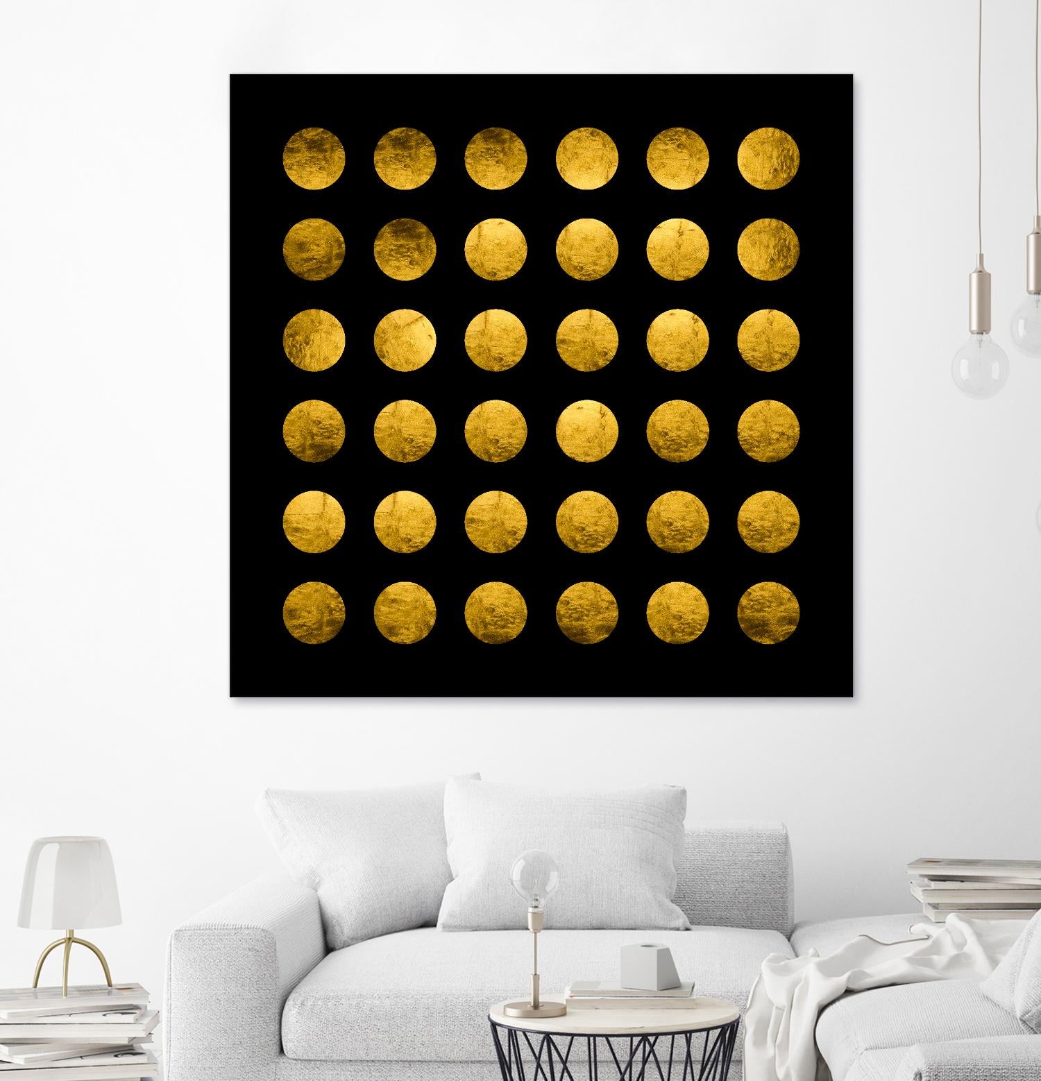Golden Spots Black by Daniel Stanford on GIANT ART - gold shapes polka dots