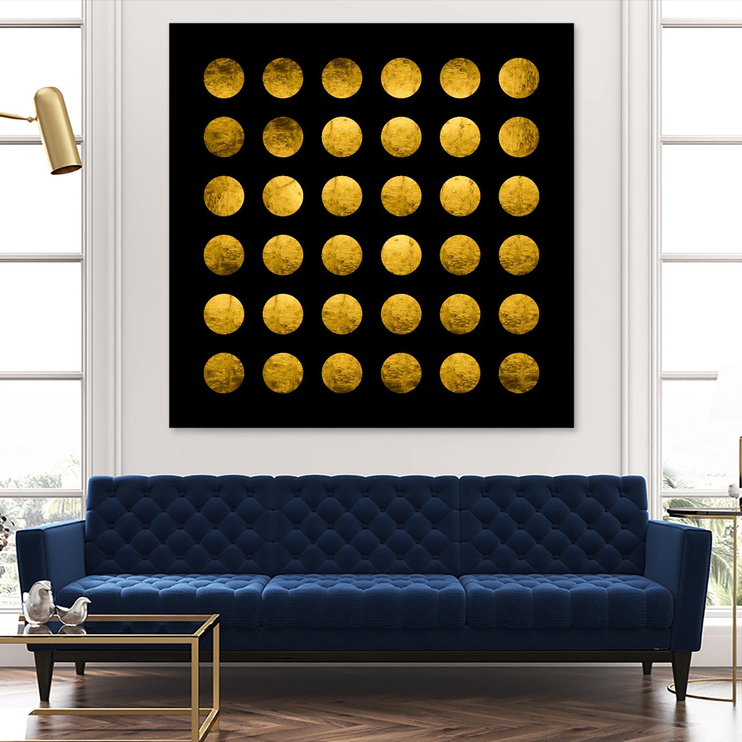 Golden Spots Black by Daniel Stanford on GIANT ART - gold shapes polka dots
