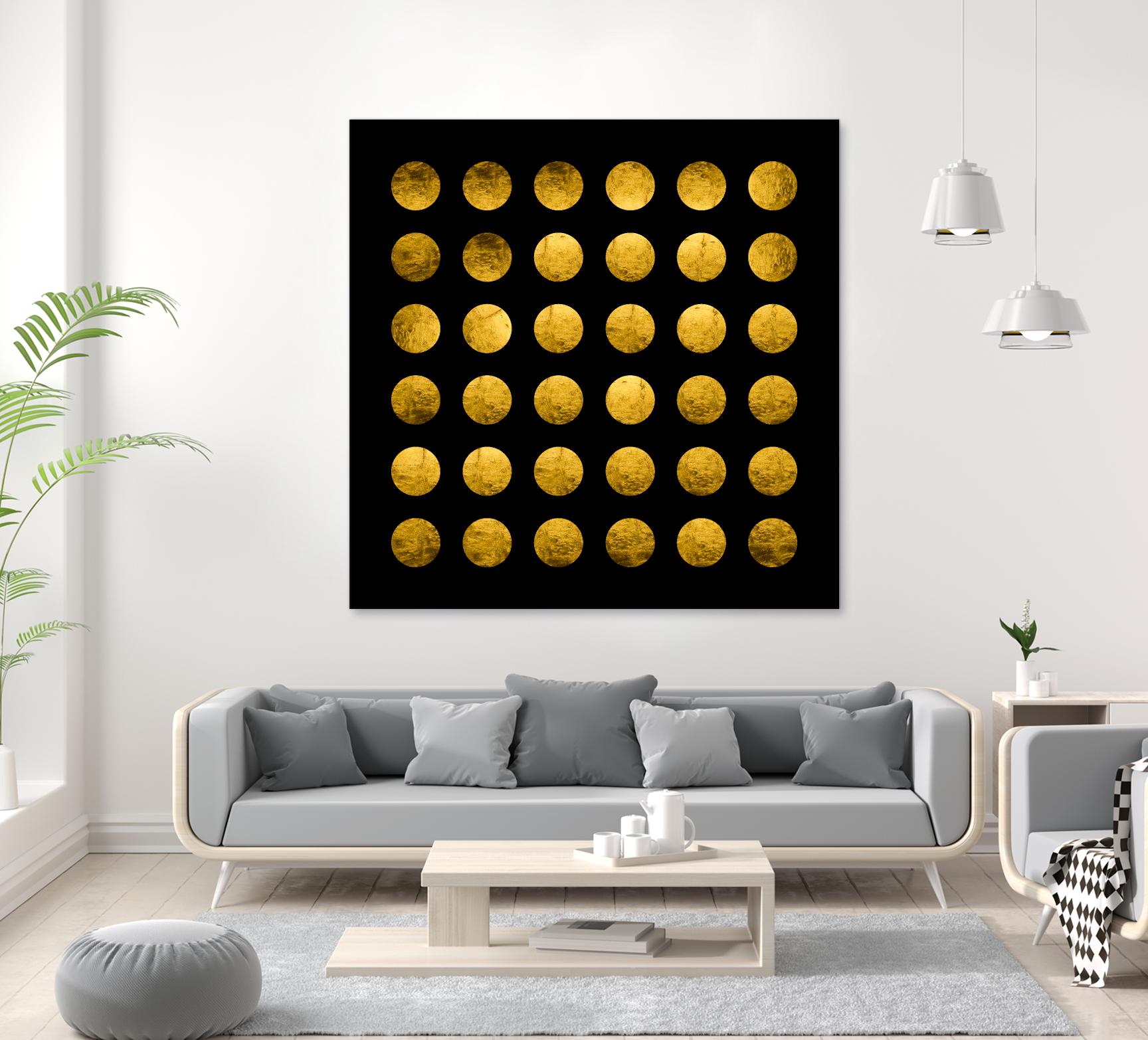 Golden Spots Black by Daniel Stanford on GIANT ART - gold shapes polka dots