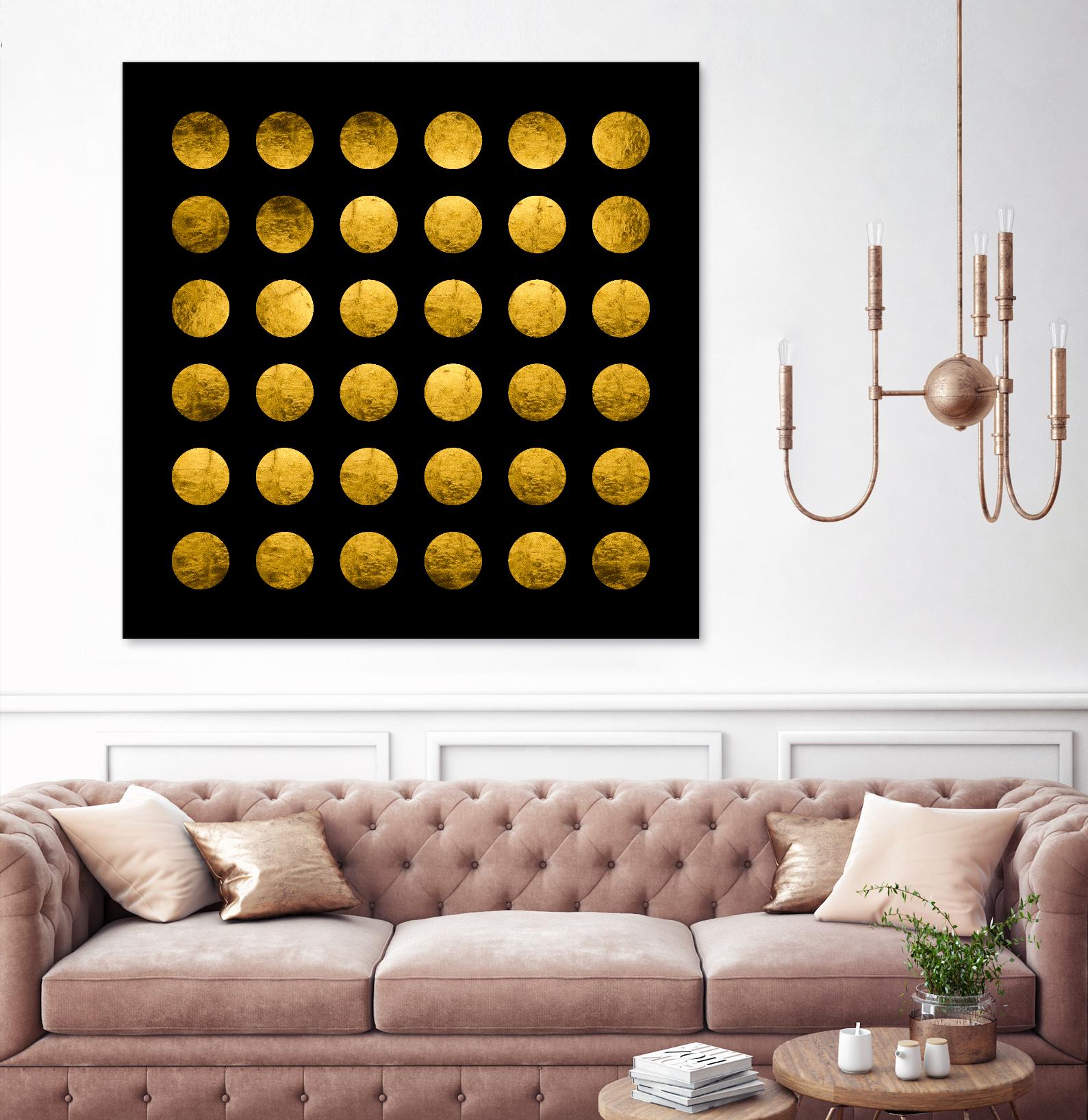 Golden Spots Black by Daniel Stanford on GIANT ART - gold shapes polka dots