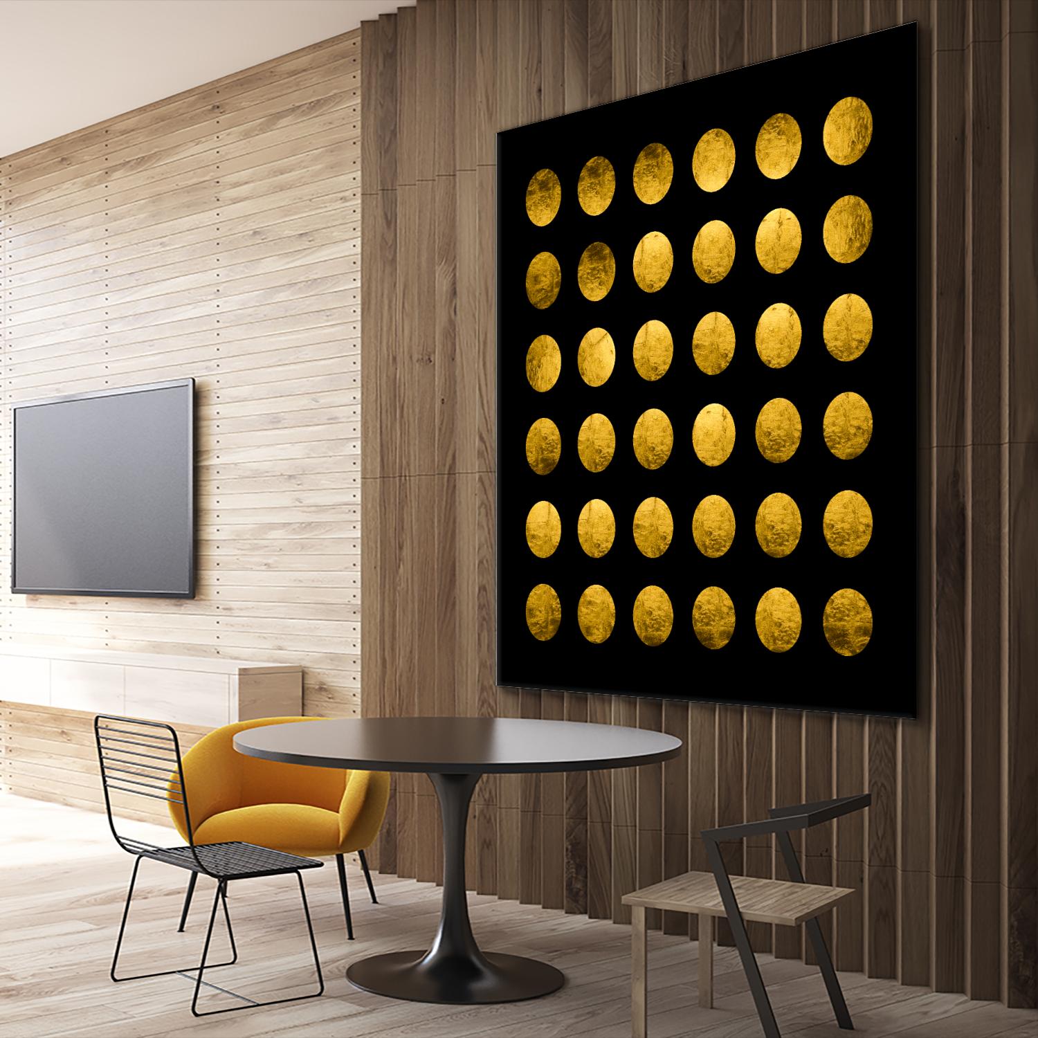 Golden Spots Black by Daniel Stanford on GIANT ART - gold shapes polka dots