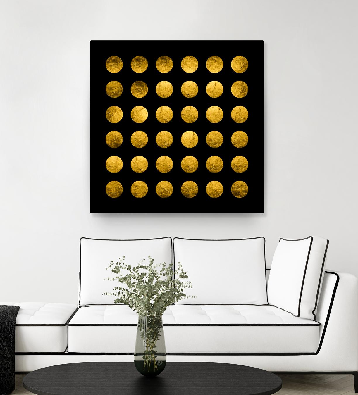Golden Spots Black by Daniel Stanford on GIANT ART - gold shapes polka dots