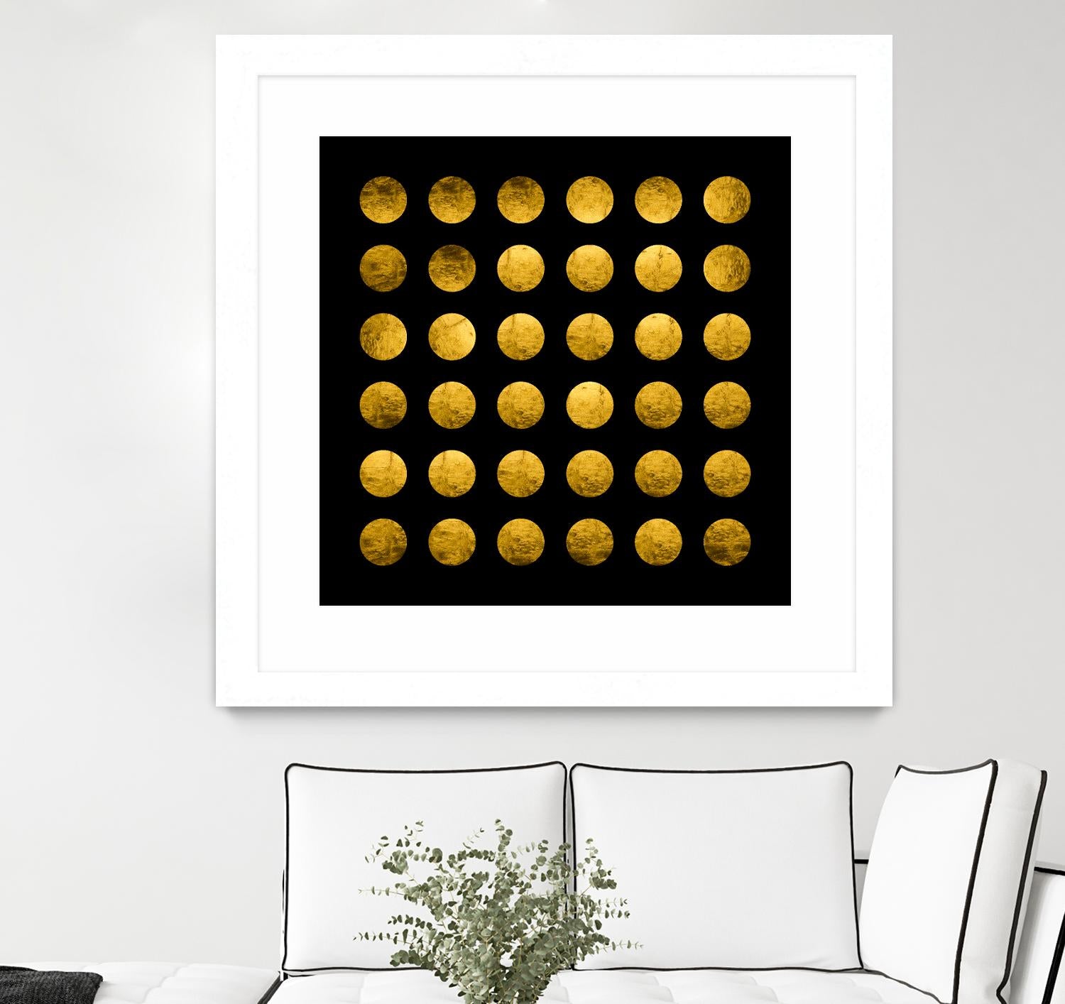 Golden Spots Black by Daniel Stanford on GIANT ART - gold shapes polka dots