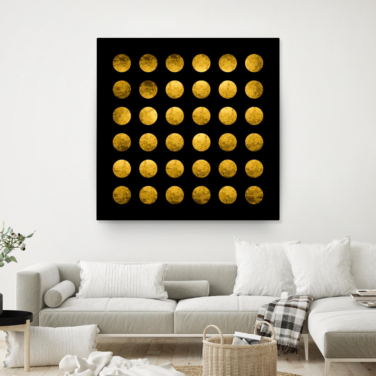 Golden Spots Black by Daniel Stanford on GIANT ART - gold shapes polka dots