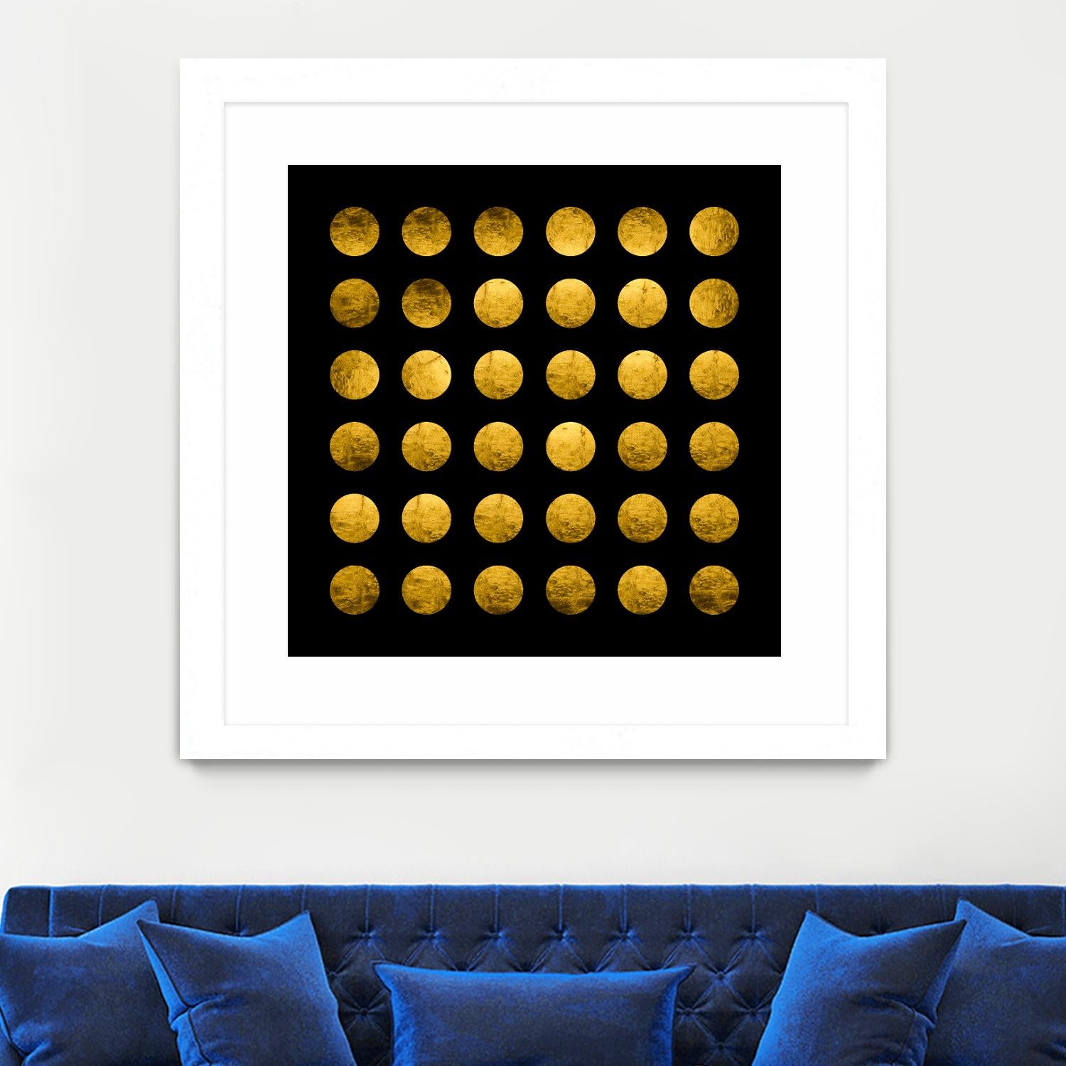 Golden Spots Black by Daniel Stanford on GIANT ART - gold shapes polka dots