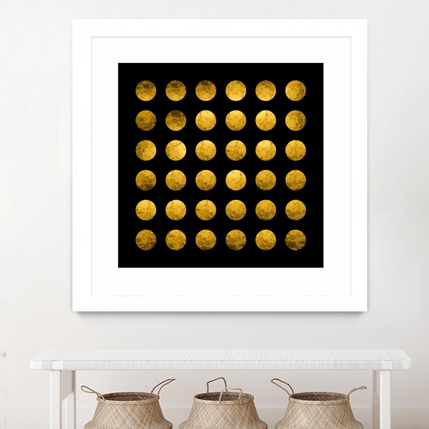 Golden Spots Black by Daniel Stanford on GIANT ART - gold shapes polka dots