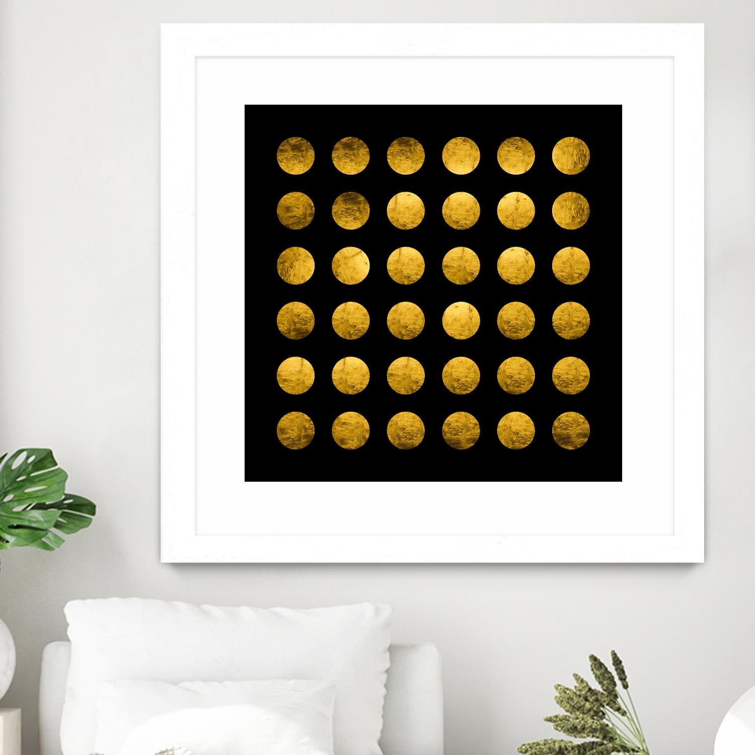 Golden Spots Black by Daniel Stanford on GIANT ART - gold shapes polka dots