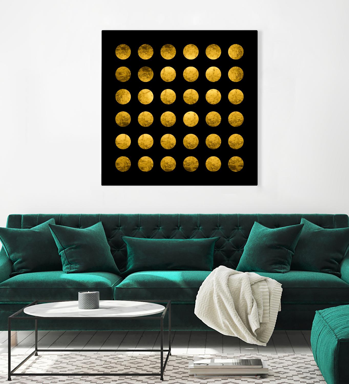 Golden Spots Black by Daniel Stanford on GIANT ART - gold shapes polka dots