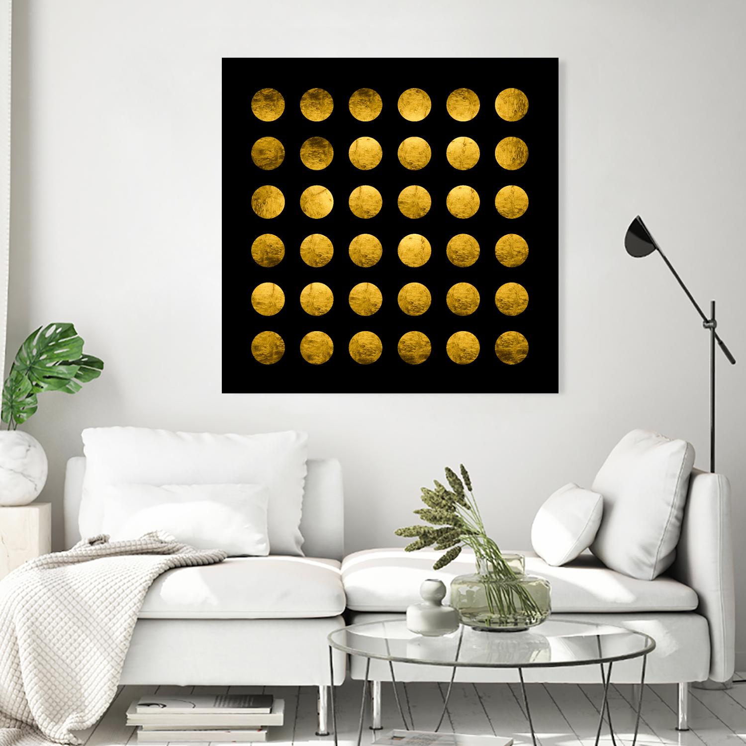 Golden Spots Black by Daniel Stanford on GIANT ART - gold shapes polka dots
