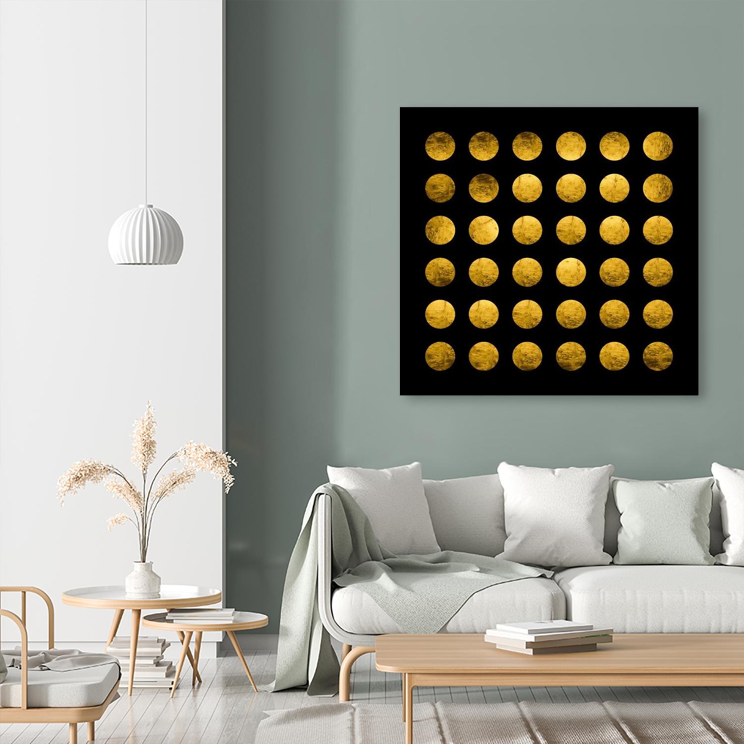 Golden Spots Black by Daniel Stanford on GIANT ART - gold shapes polka dots