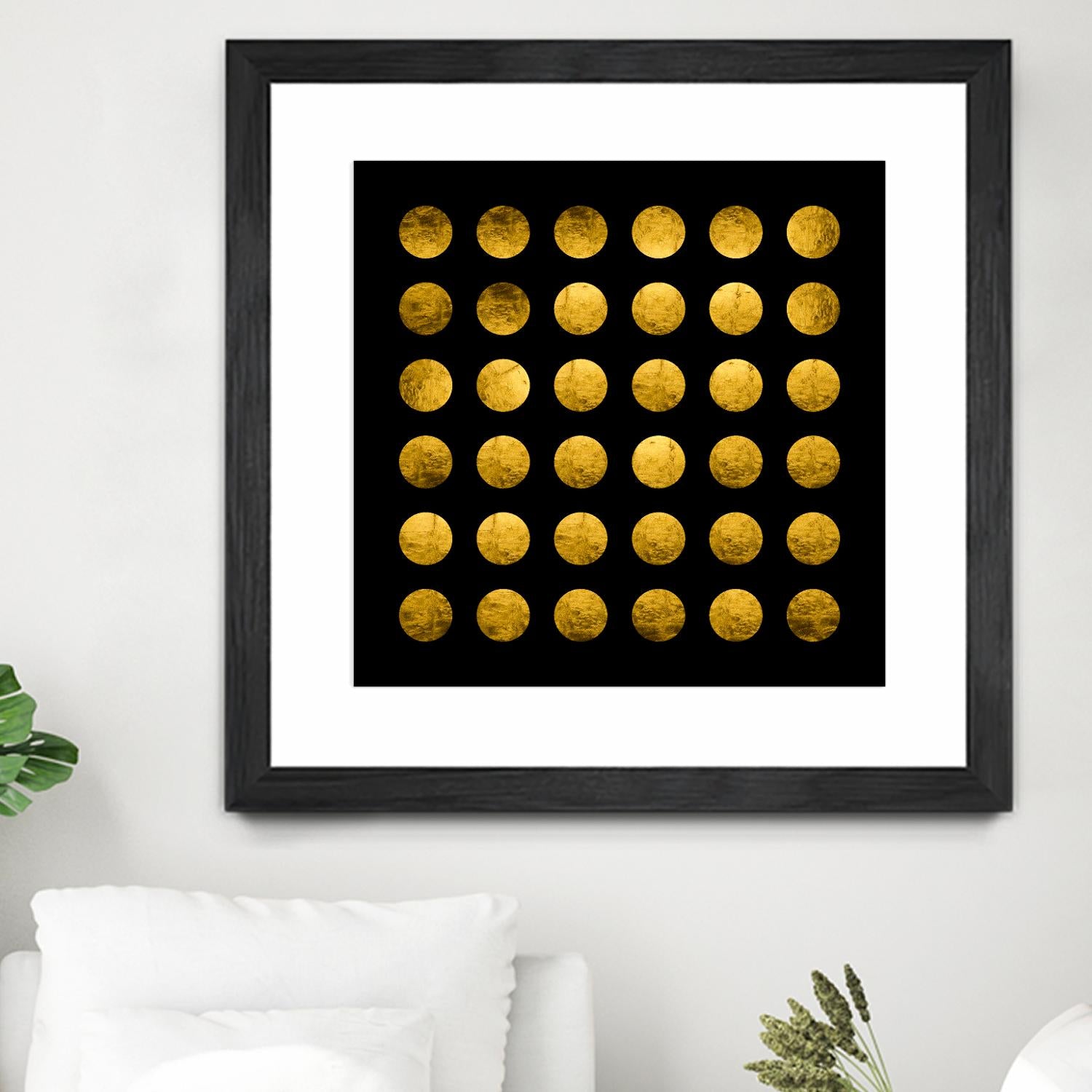 Golden Spots Black by Daniel Stanford on GIANT ART - gold shapes polka dots