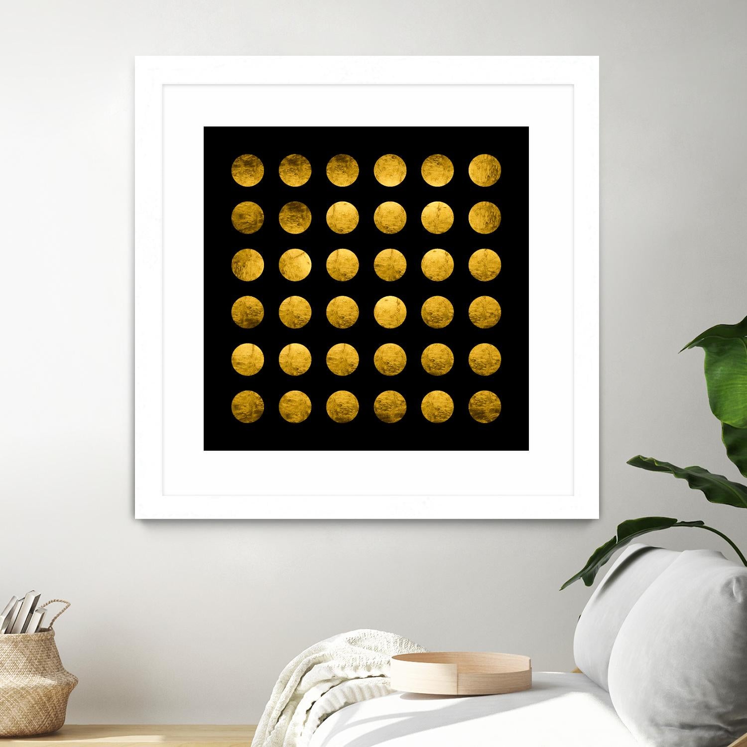 Golden Spots Black by Daniel Stanford on GIANT ART - gold shapes polka dots