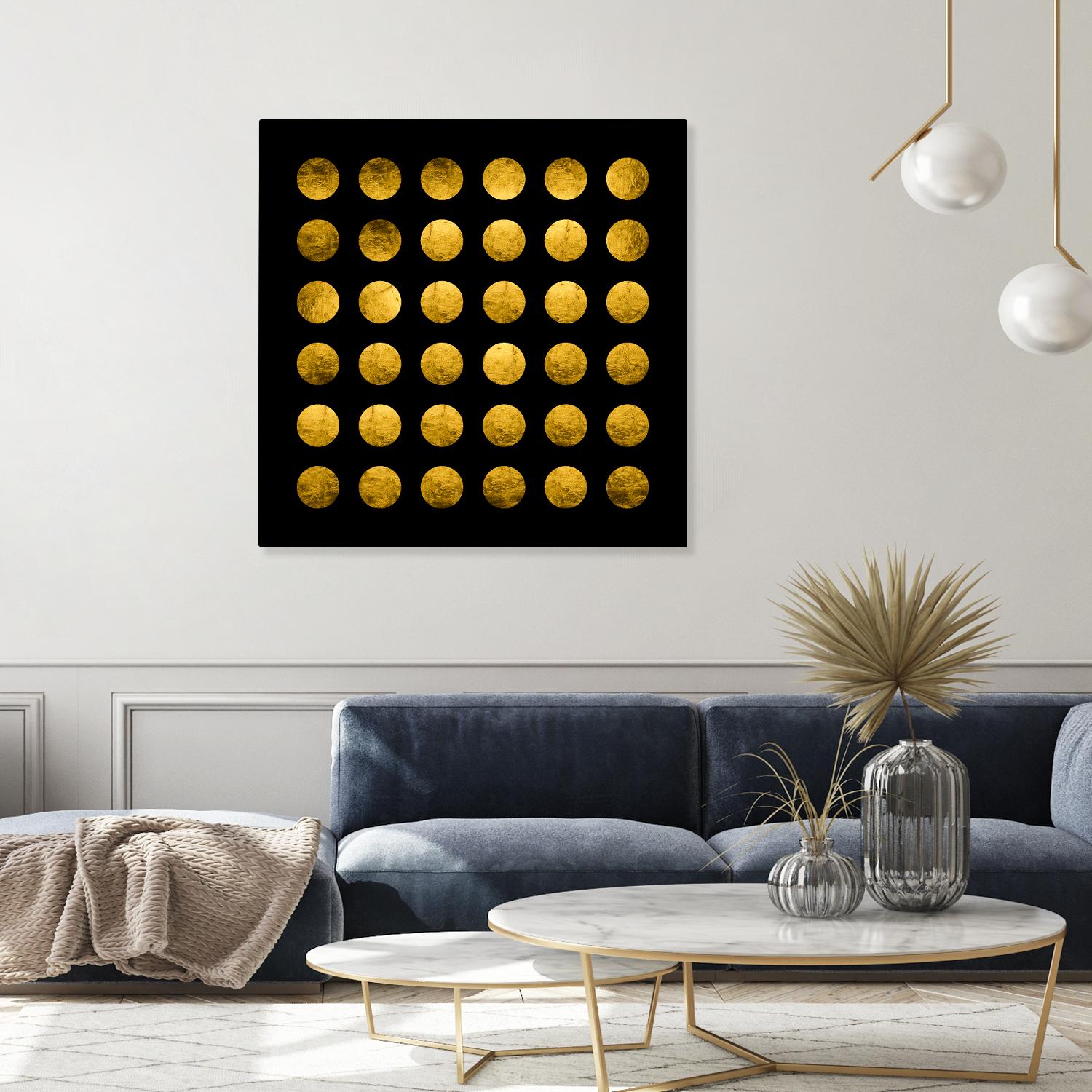 Golden Spots Black by Daniel Stanford on GIANT ART - gold shapes polka dots