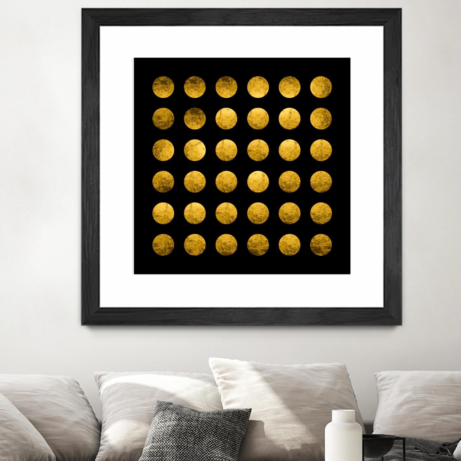 Golden Spots Black by Daniel Stanford on GIANT ART - gold shapes polka dots