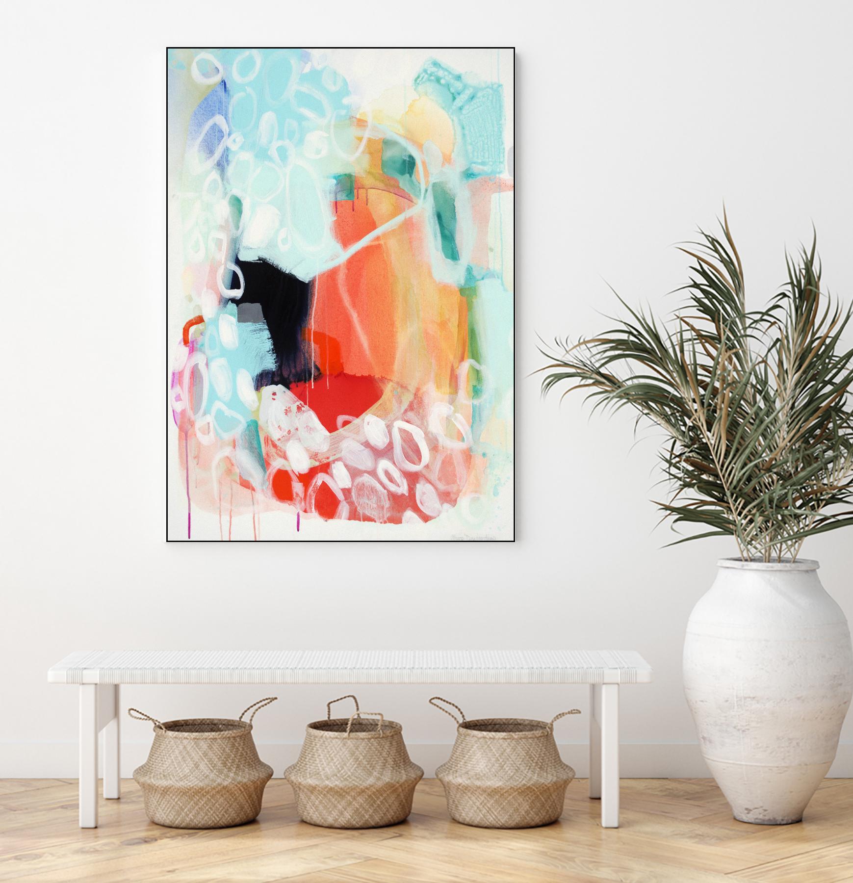 Cherry Creamsicle love by Claire Desjardins on GIANT ART - red abstract pastel