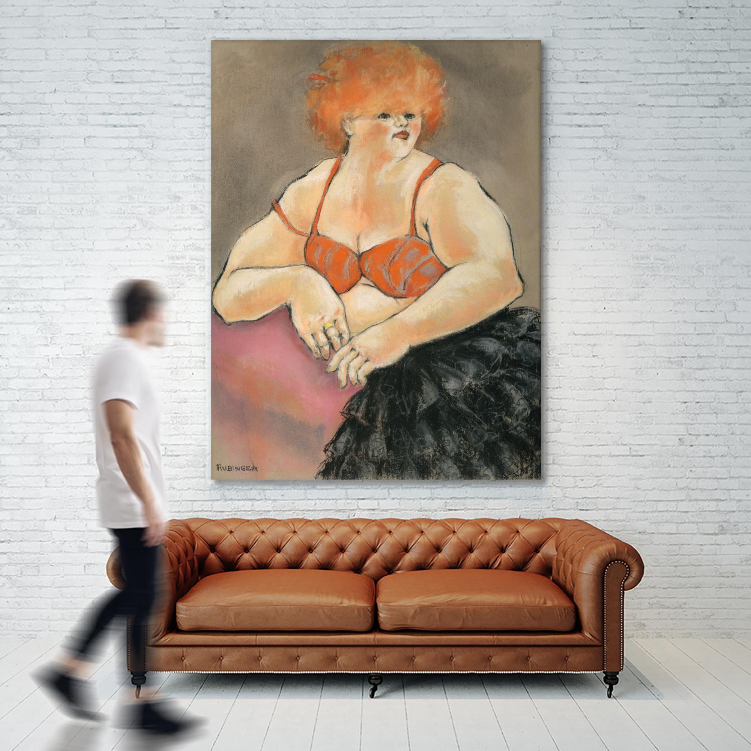 Hommage a la Goulue 2 by Bram Rubinger on GIANT ART - orange figurative drawing