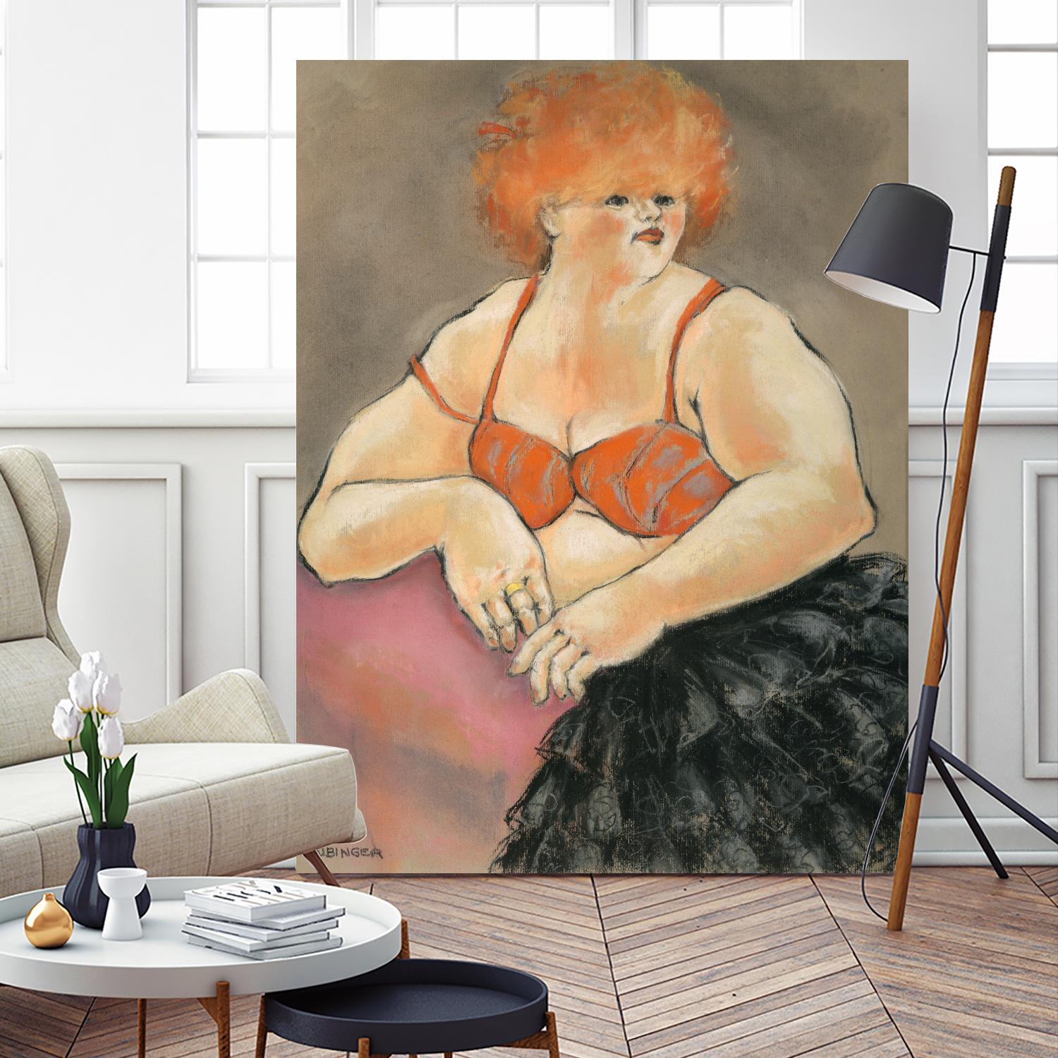 Hommage a la Goulue 2 by Bram Rubinger on GIANT ART - orange figurative drawing