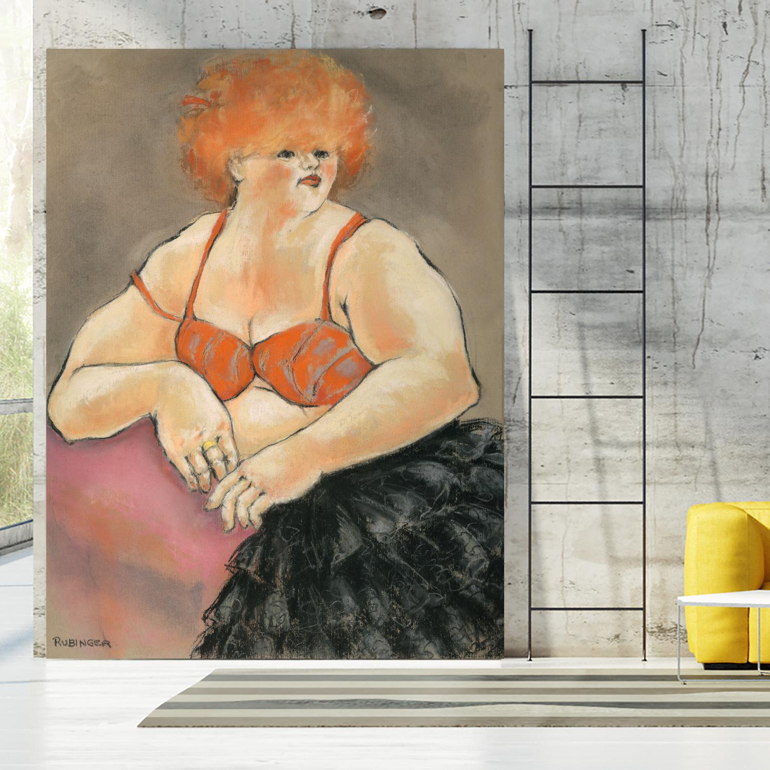 Hommage a la Goulue 2 by Bram Rubinger on GIANT ART - orange figurative drawing