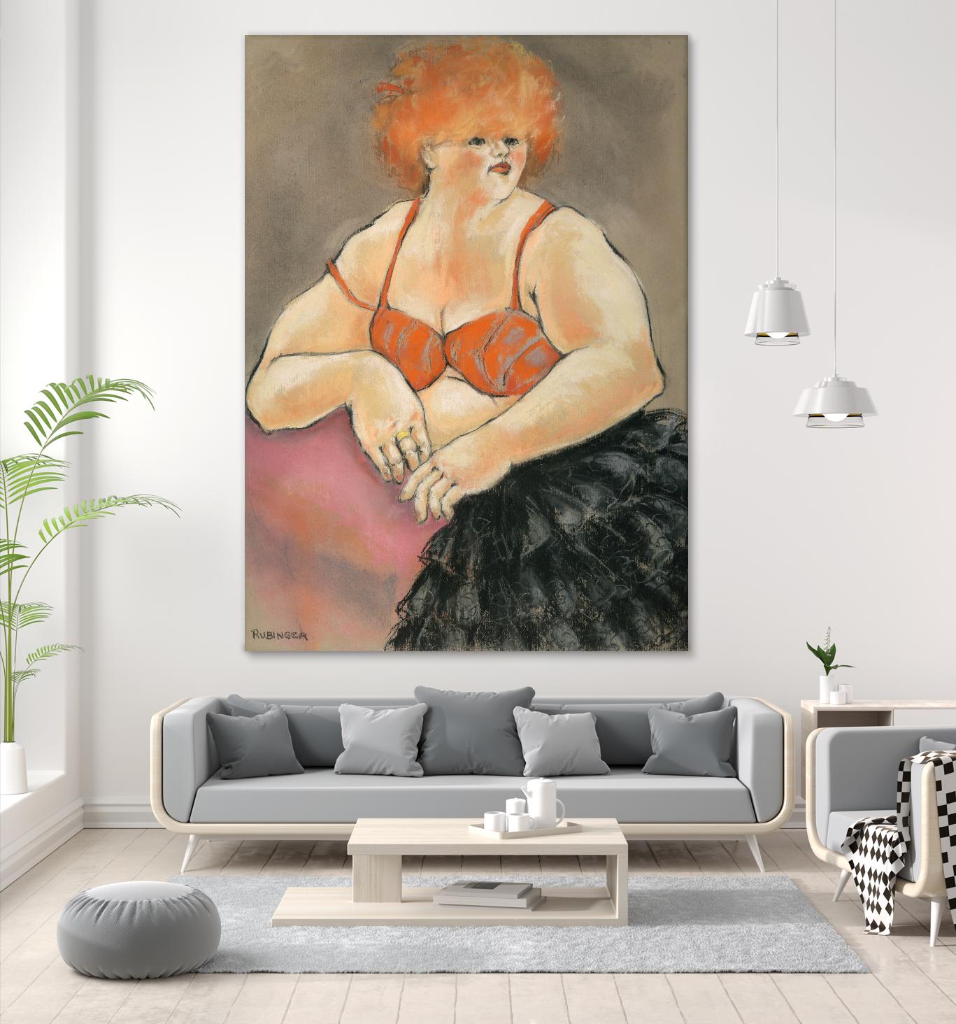 Hommage a la Goulue 2 by Bram Rubinger on GIANT ART - orange figurative drawing