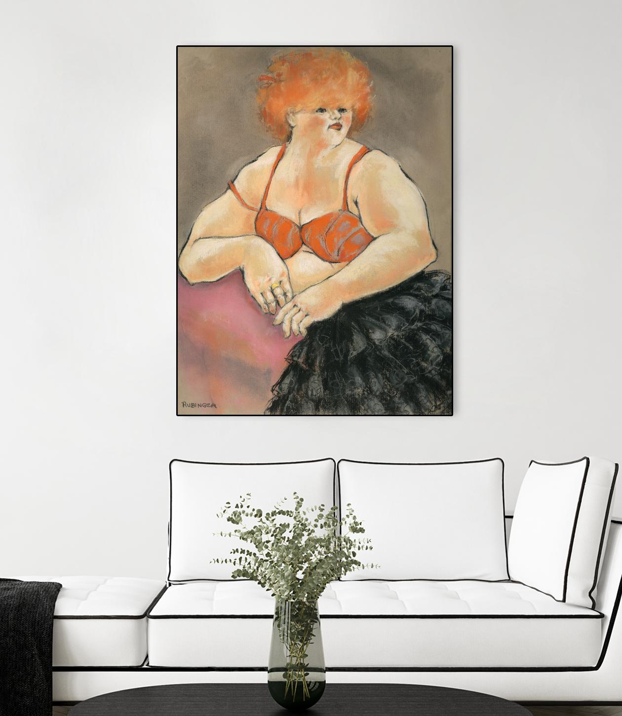 Hommage a la Goulue 2 by Bram Rubinger on GIANT ART - orange figurative drawing