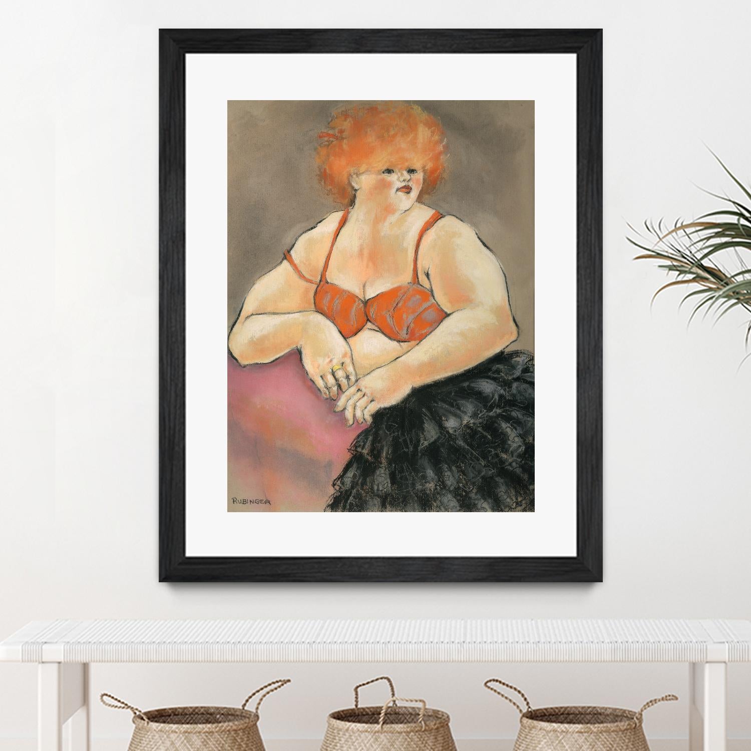 Hommage a la Goulue 2 by Bram Rubinger on GIANT ART - orange figurative drawing